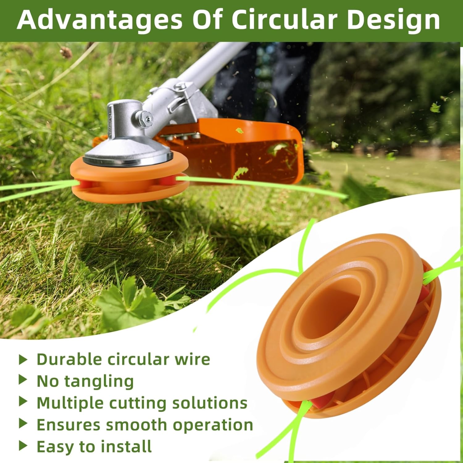 Weed Eater Head,String Trimmer Head For Echo, Ego, Dewalt, Stihl, Husqvarna,Ryobi Weed Eater,Compatible with most clockwise and counterclockwise trimmers,Easy Load&Line Reload,Fixed Line,Yellow
