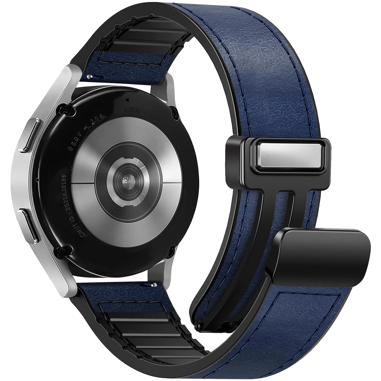 Bracelet de rechange magnétique en cuir compatible avec Samsung Galaxy Watch 7/6/5/4/Active 2 40 mm, 44 mm, 6 Classic 43 mm, 47 mm, Galaxy 5 Pro 45 mm, 4 Classic 42 mm, 46 mm, 20 mm pour