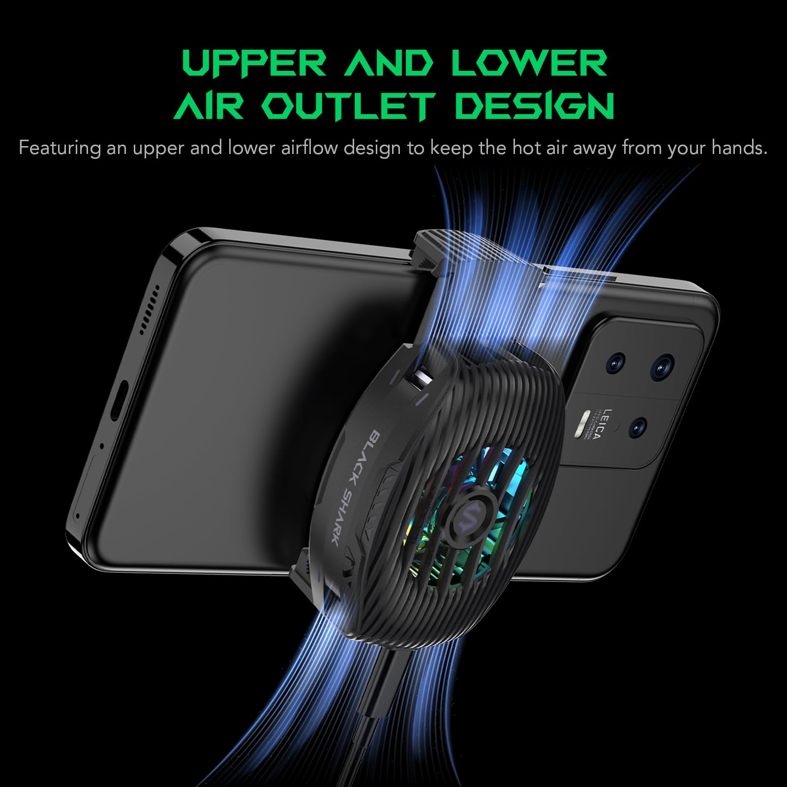 Black Shark Smartphone Cooling Fan for Gaming, FunCooler 5NEO, Wired Smartphone Cooling Fan Lightweight Quiet with RGB Lighting (Black)