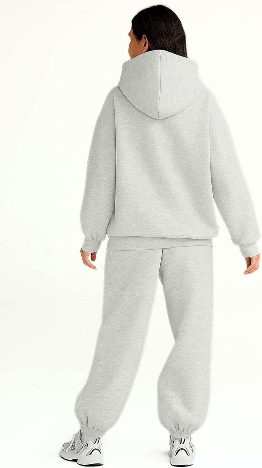 Women 2 Piece Oversized Tracksuit Set Fall Fashion Clothes Lounge Outfits Hoodie Airport Travel Pants Sweatsuit - Image 2