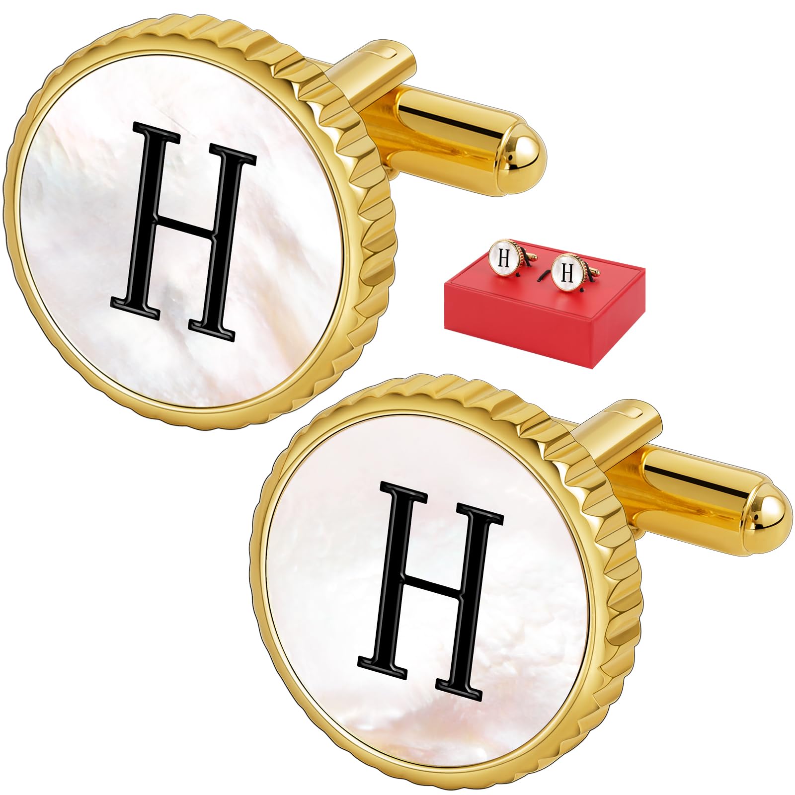 Cuff Links Mens Golden Silver Gunmetal Black, Cufflinks for Men Custom Initial Personalized Mother Of Pearl Mens Cufflink for Shirt Golden Silver Gunmetal Black Cuff Link Shirt for Wedding