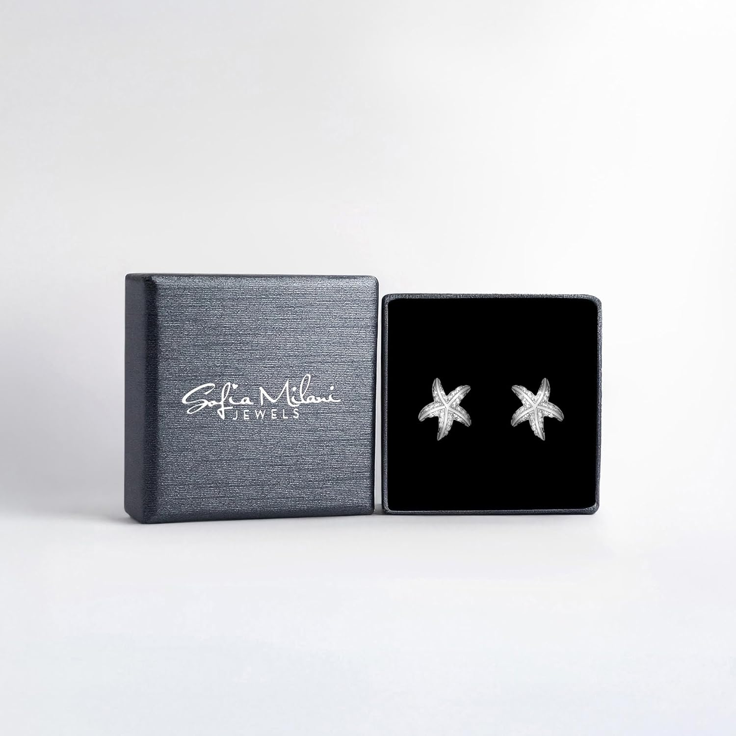 SOFIA MILANI - Pendientes Para Mujeres En Plata De Ley 925 - Con Circonitas - Pendiente De Botón De Estrella De Mar - E0575