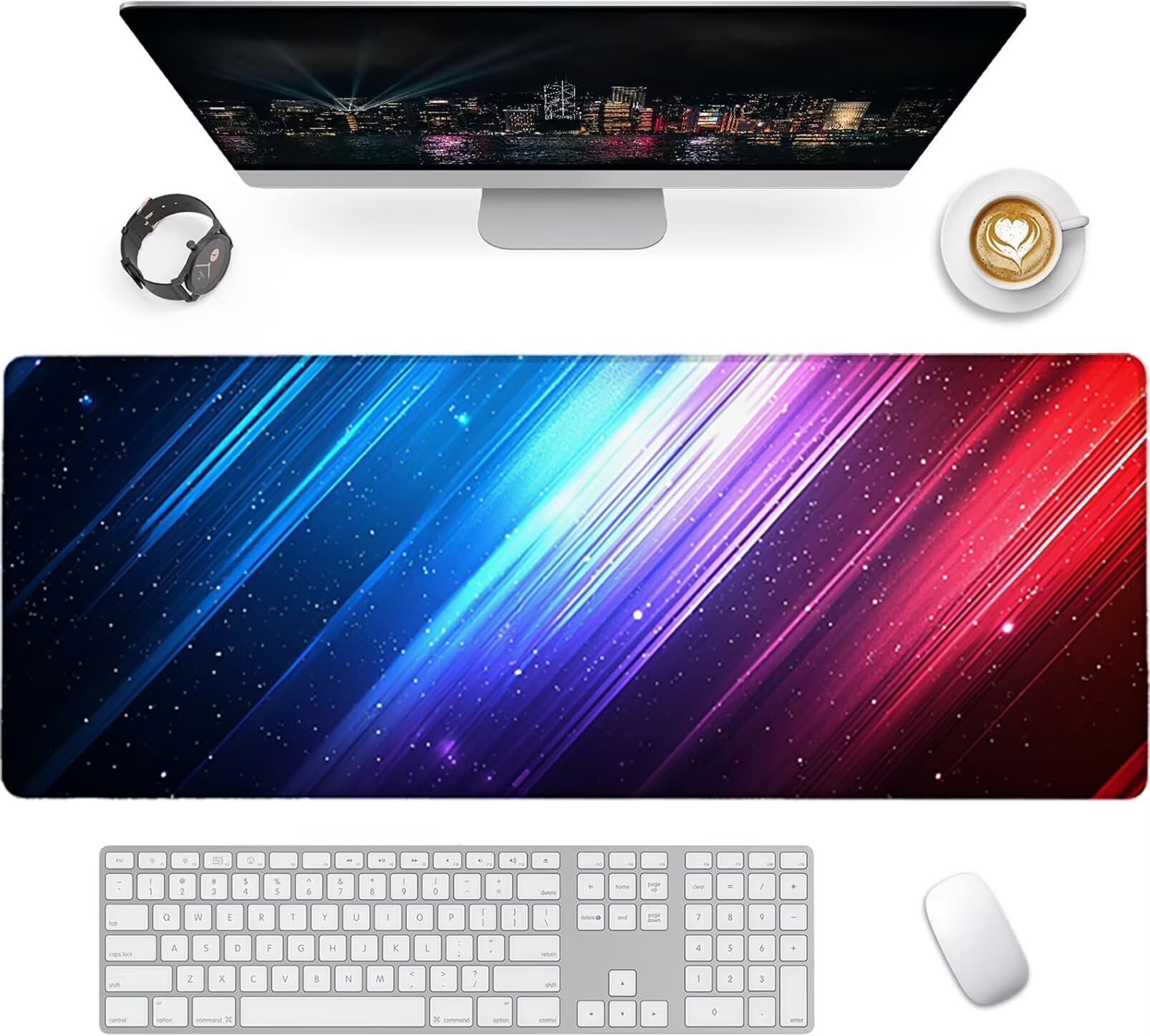Lpfieonn Blau Großes Schreibtischunterlage, XXL Schreibtischunterlagen, Rot XXL Wasserdicht Gaming Mousepad mit Vernähter Rand und Rutschfeste Gummibasis, für Laptop/Hause/Büro 120x60cm PF-2605