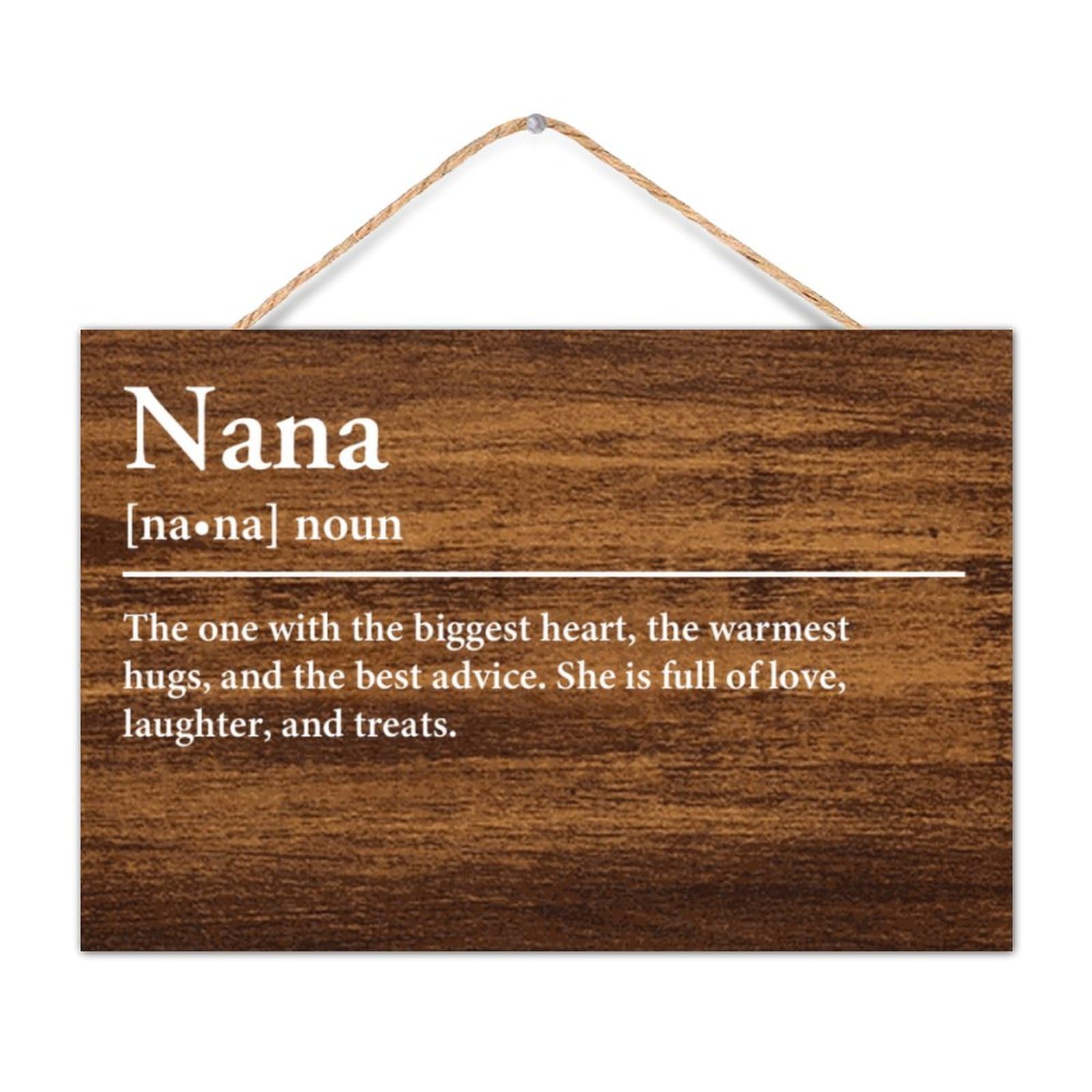 Inspirational Wood Signs Nana Noun Definition Wall Art Decoration for Window Distressed Painted Wooden Plaque Sign Funny Minimalist Dictionary Home Wall Decor Sign Gift Indoor 12x8in