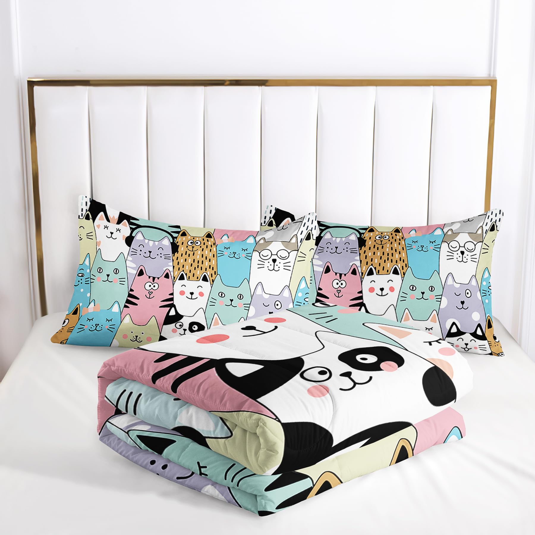 Simpatico Set Biancheria Da Letto Gatto Nero Per Ragazze - 3 Pezzi Twin Con Federe - Morbida Microfibra Per Cameretta - 5