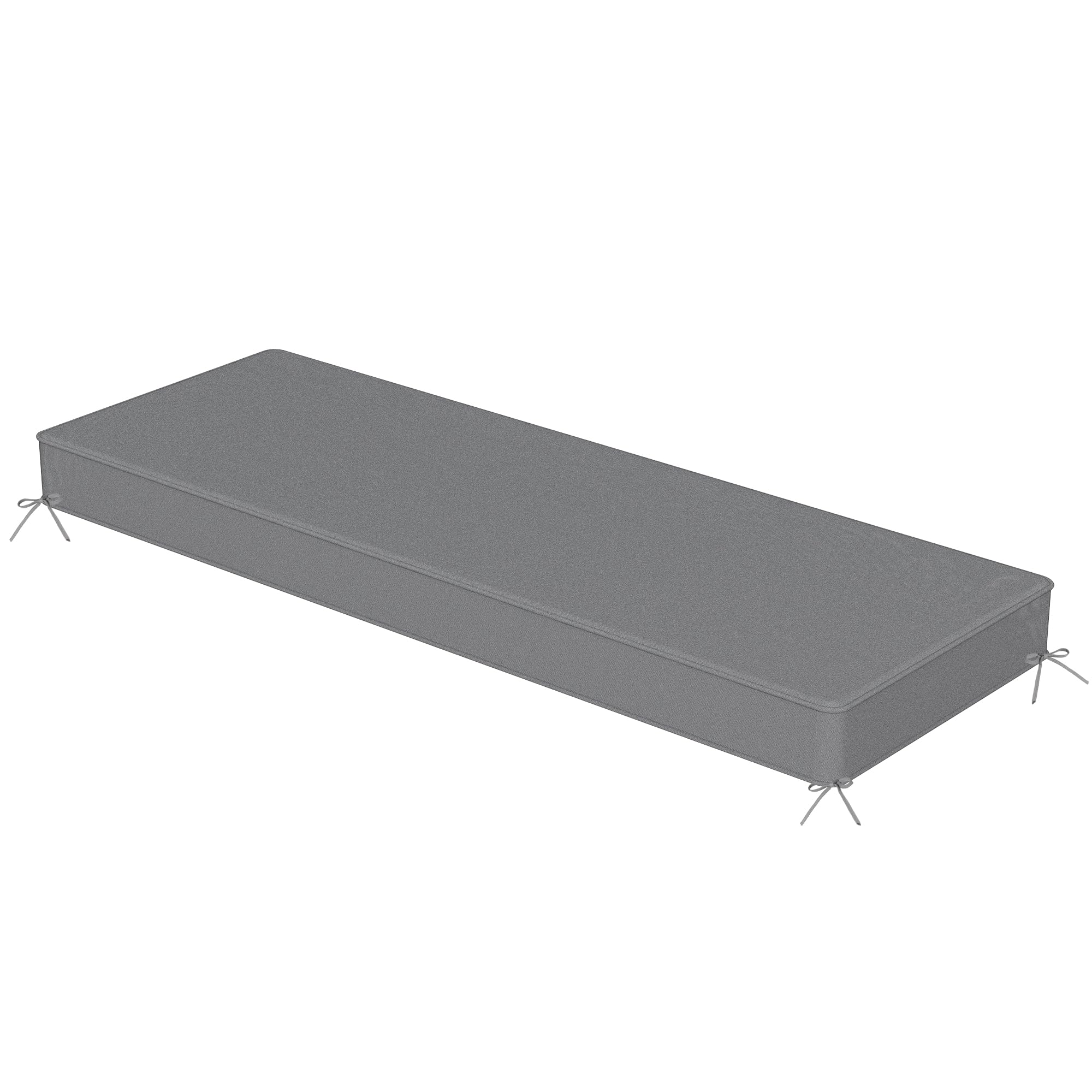 Sundale Outdoor Olefin Bench Cushion， Water-Resistant Patio Couch Cushion, Loveseat Sofa Pad with Straps Medium Gray, 42 x 18 x 4 Inches