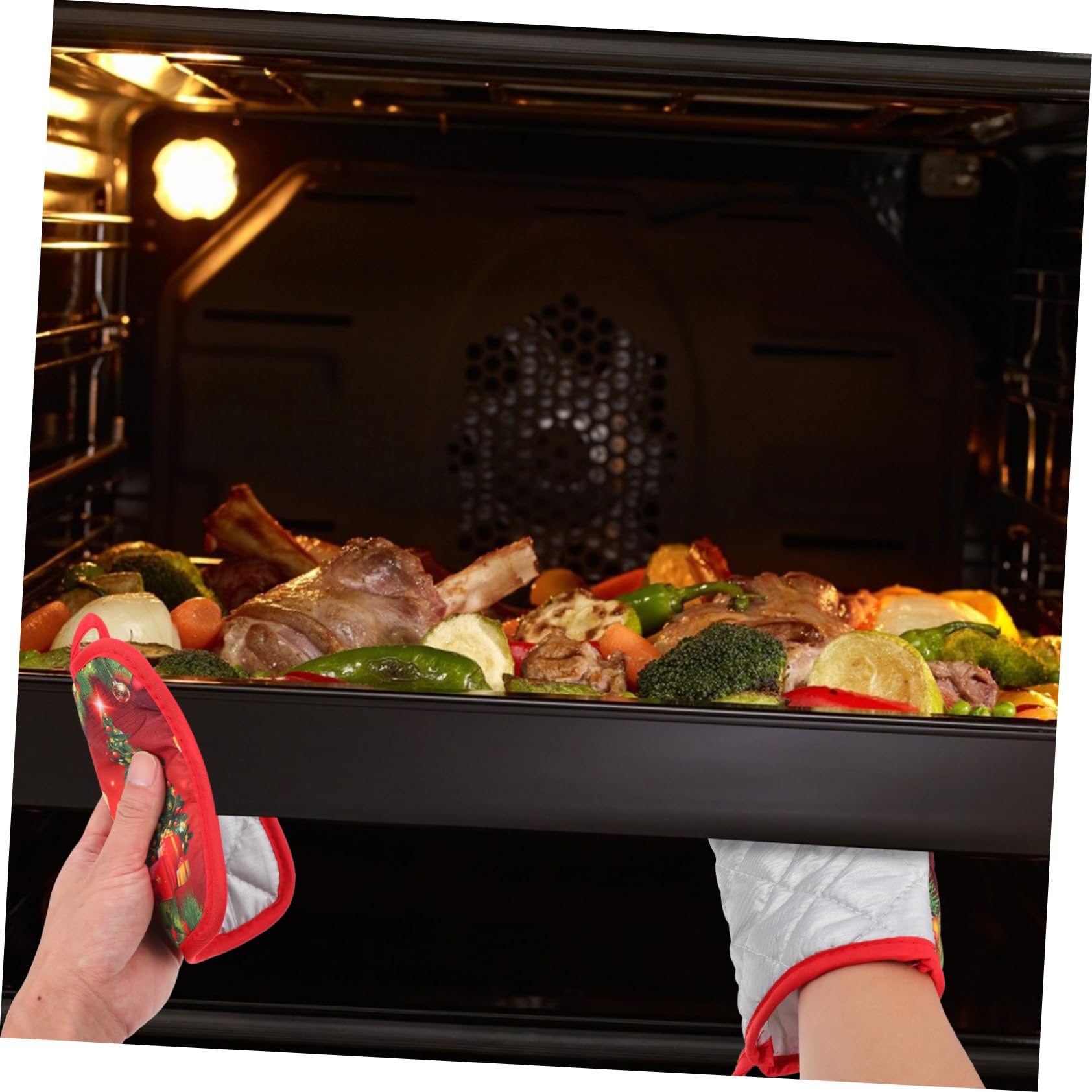 PRETYZOOM 12 Guantes Navideños para Horno Guantes para Barbacoa Cazuela Protector De Manos Guante Antiescaldaduras Guante De Cocina Guante De Cocina Creativo Guante Antideslizante