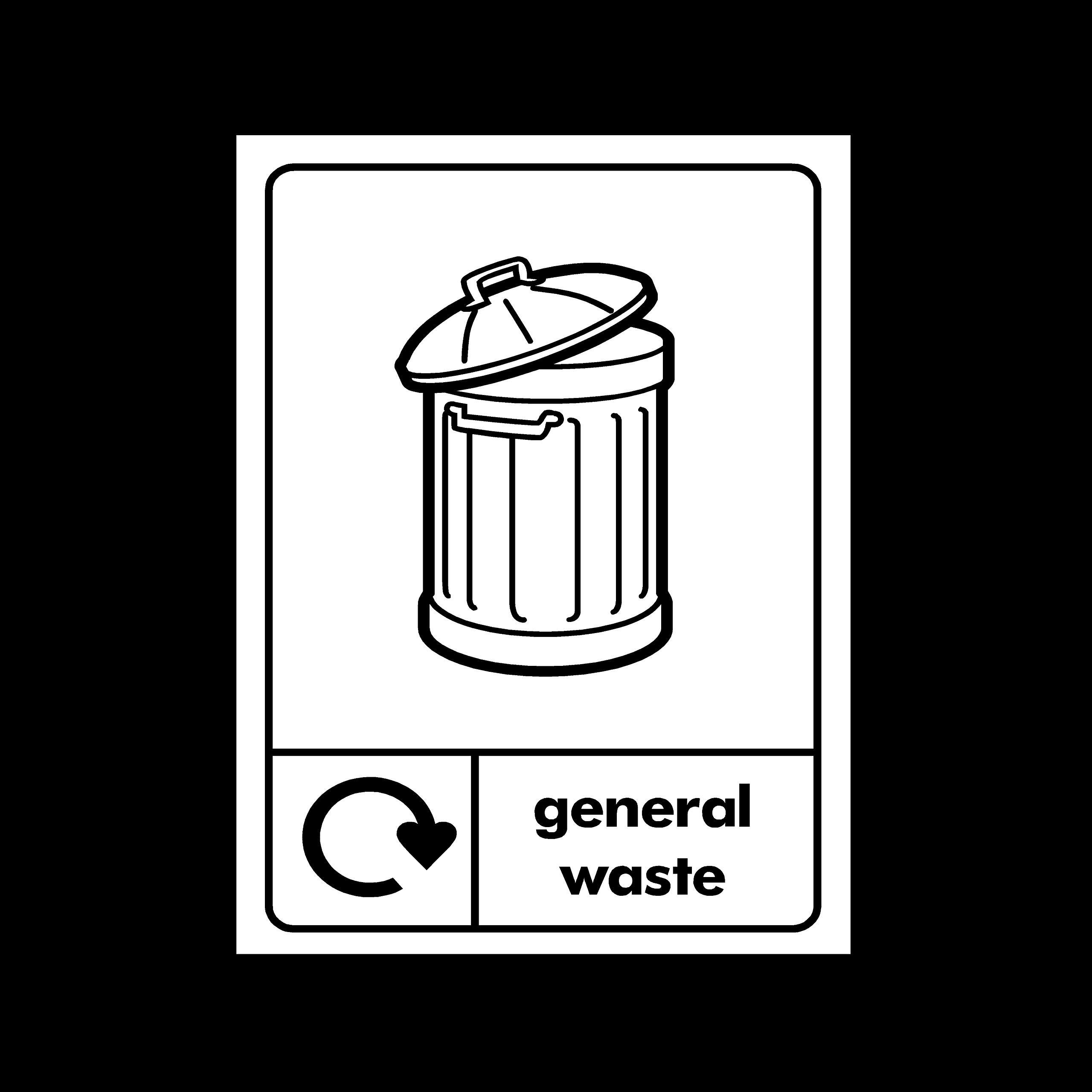 Ussp&S Green General Waste Recycling Sticker/Self Adhesive Sign - Environment/Reduce Co2 / World/Bins