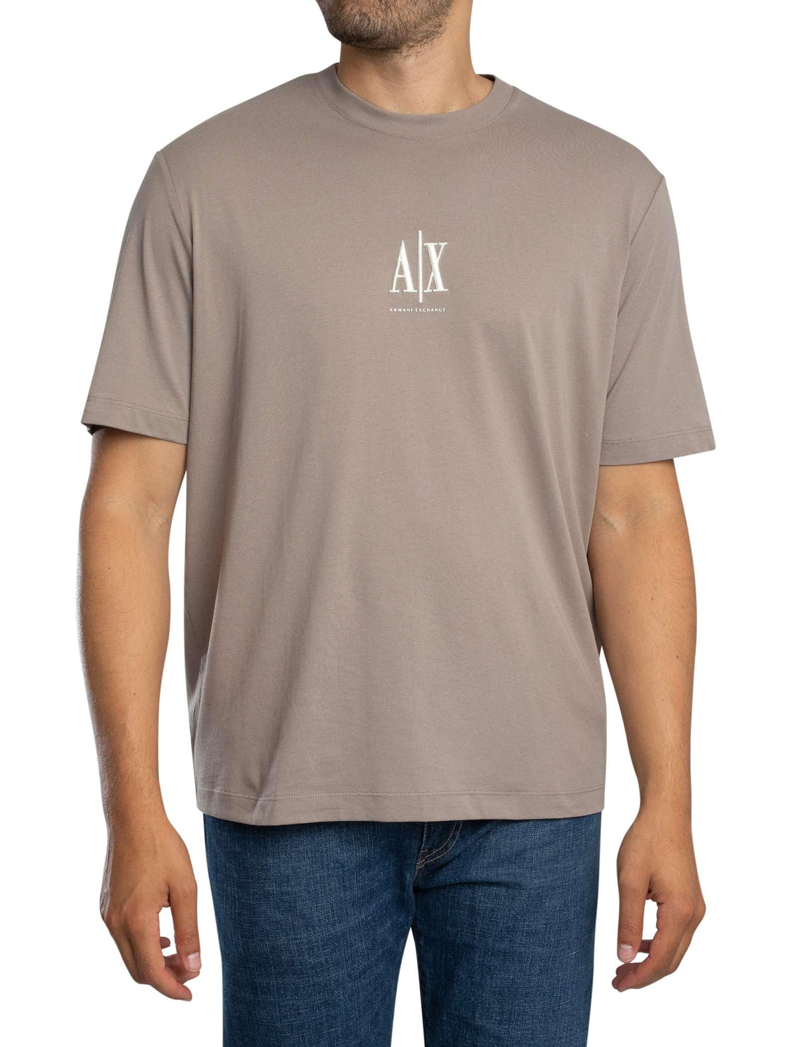 Armani Exchange Men's Driftwood Icon Project, Embroidered Logo, T-Shirt, Brown, M