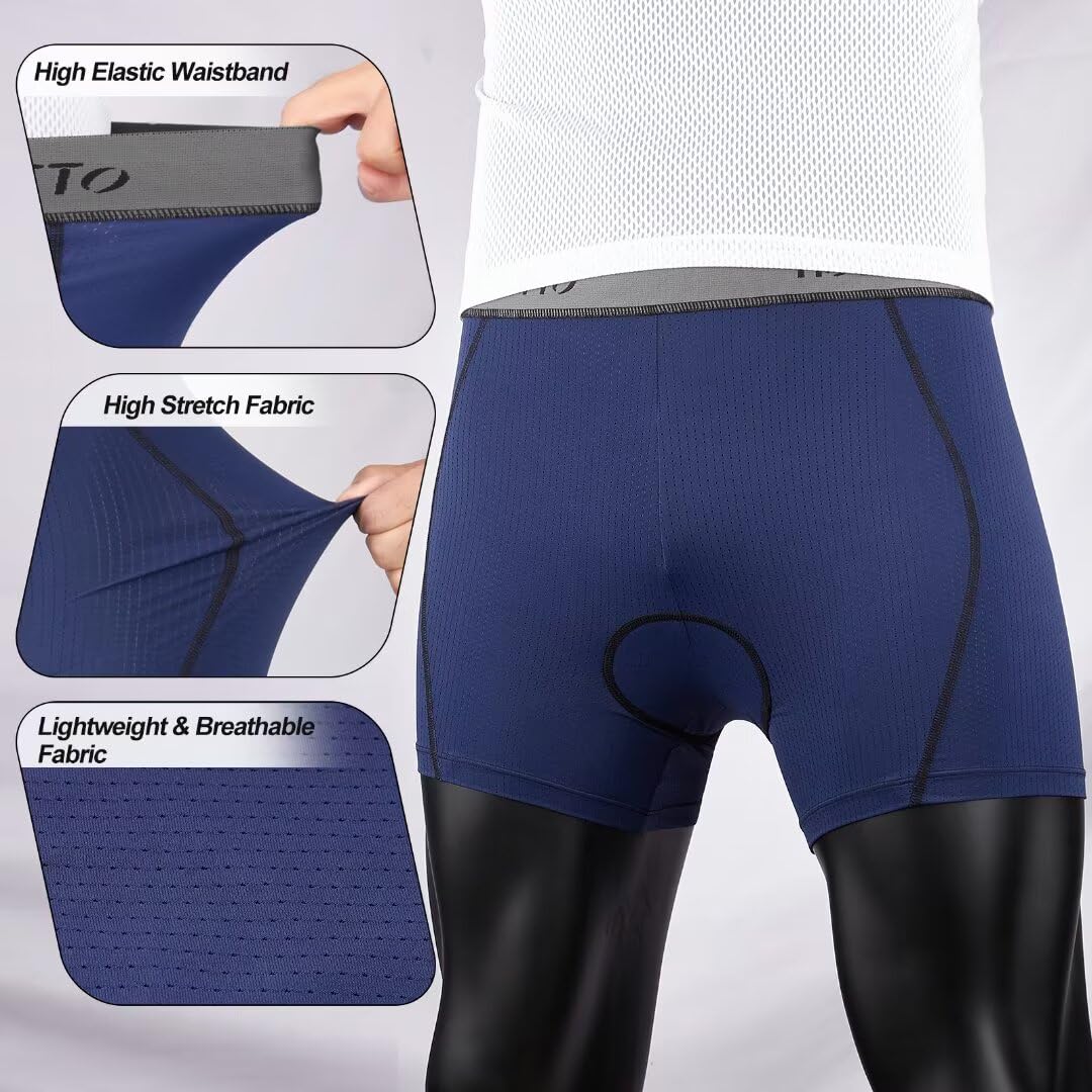 ROTTO Radlerhose Herren Radunterhose mit Sitzpolster Fahrradhose Unterwäsche Radhose Kurz MTB Liner Atmungsaktiv Schnell Trocknend