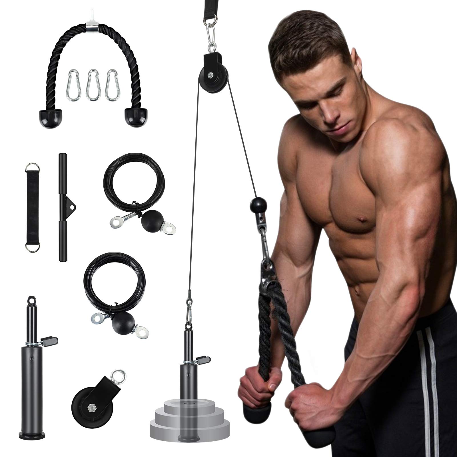 Buy H HUKOER Fitness LAT and Lift Pulley System Gym Cable Machine DIY