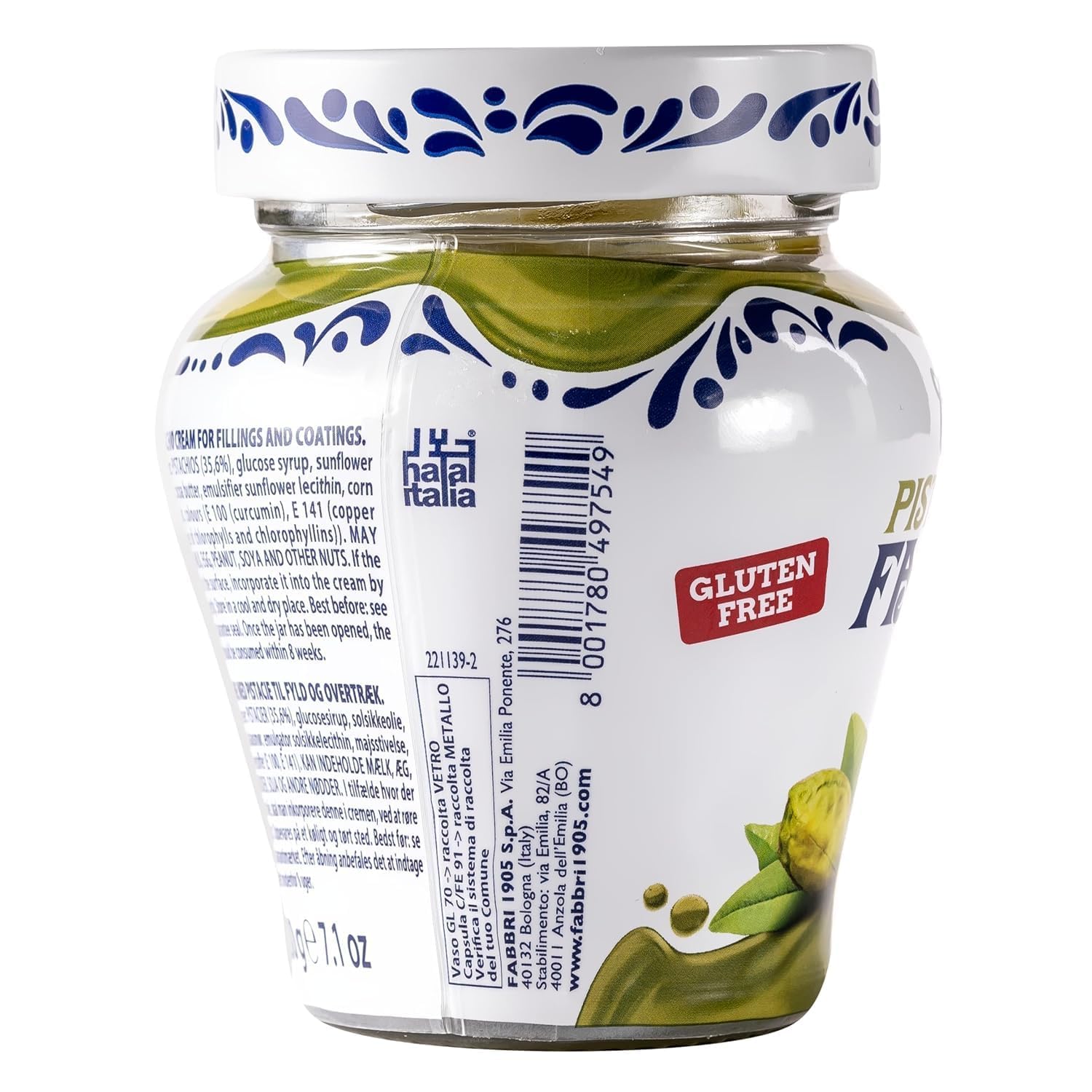Fabbri Crema al Pistacchio, Crema Spalmabile, Confezione da 6 Barattoli, 200 g, + portachiavi italy shop service