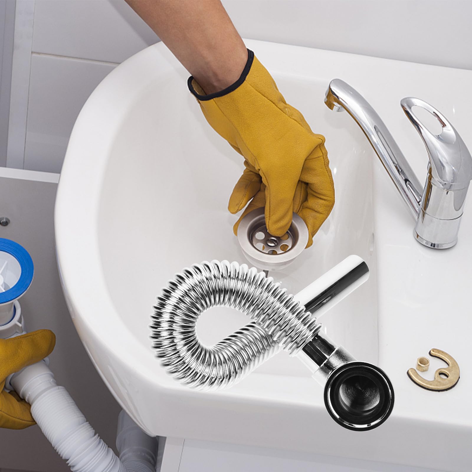 Yardenfun Tubo di Scarico in Rame per Vasca da Bagno Accessorio Bagno in Rame Resistente e Sicuro Tubo di Drenaggio Estensibile senza Odore Adatto per Uso Domestico e Hotel Design Flessibile