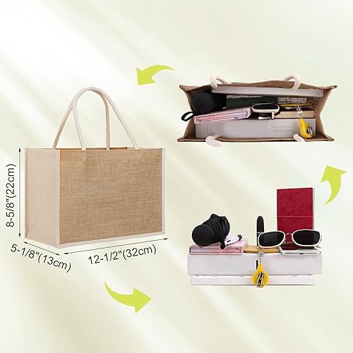 Miniatura 3 de TopTie 12 bolsas de yute de arpillera, medianas y reutilizables, de 12.6 x 8.6 x 5.1 pulgadas, Marrón