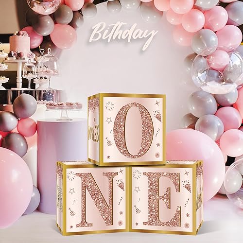 Miniatura 10 de Guiruiy 3 cajas de decoración de cumpleaños número 30 para mujer, cajas de globos de cumpleaños de 30 años rosa dorado rosa para suministros de