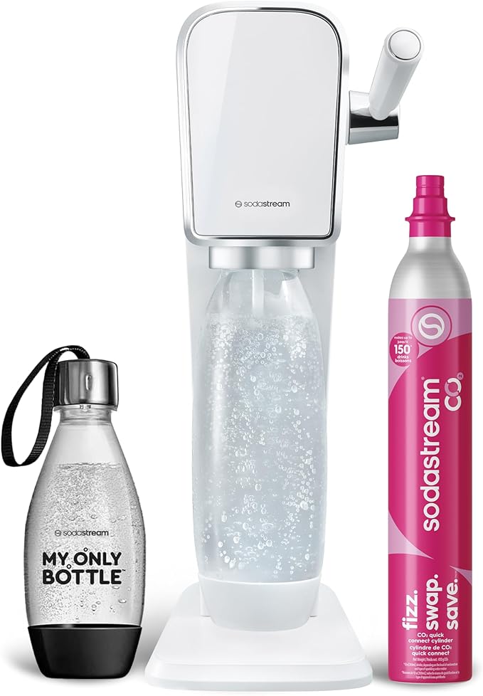 SodaStream - ART Sparkling Water Maker | STARTER KIT | CQC CO2 system | Includes 1x CO2 Cylinder, 1x32 & 1x16 Fl Oz Dishwasher Safe Bottles | Combine with Pepsi Flavors | Black