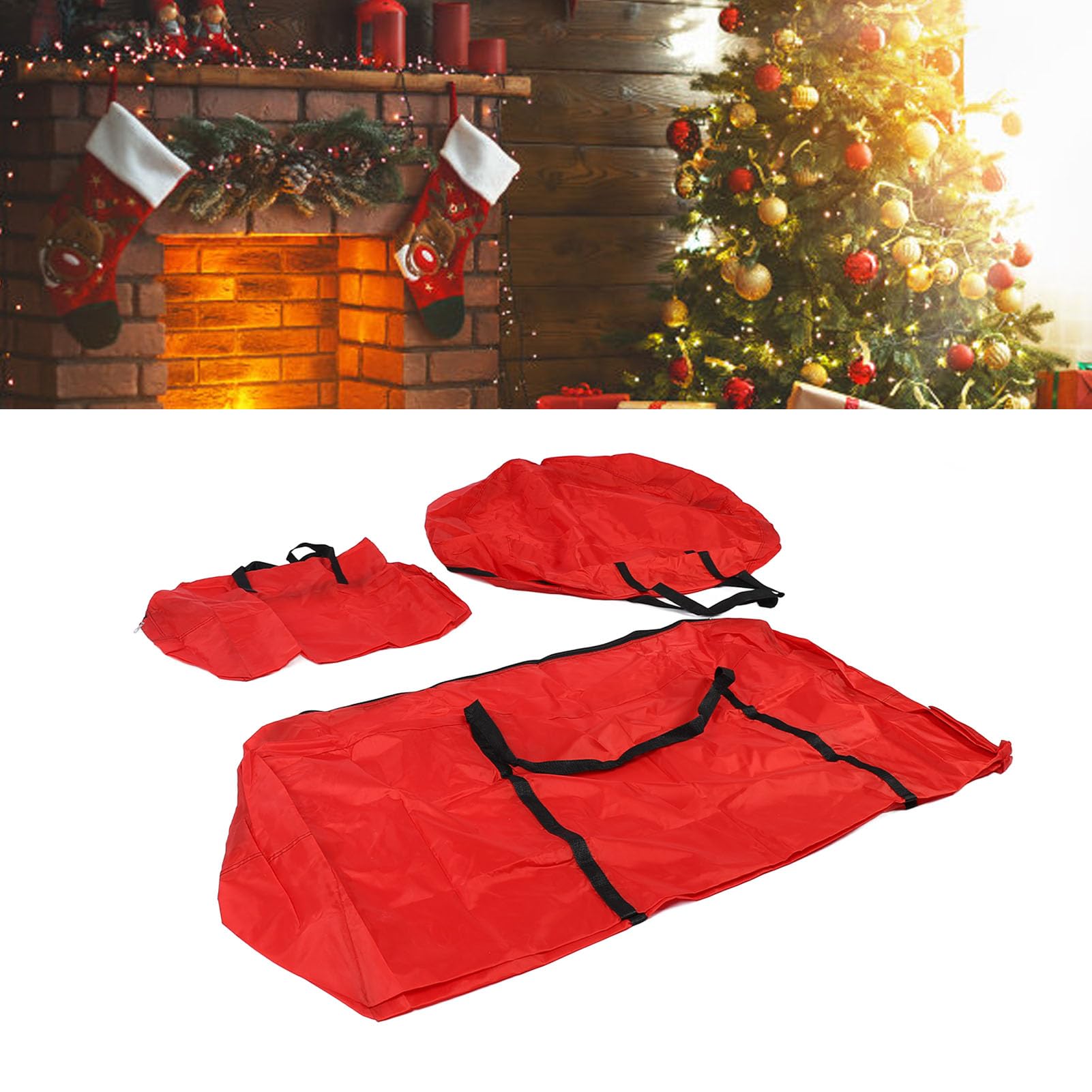 Scatola portaoggetti per albero di Natale Borsa portaoggetti per albero di Natale Borsa portaoggetti per albero artificiale Scatola portaoggetti per ornamento contenitore natalizio (Rossa)