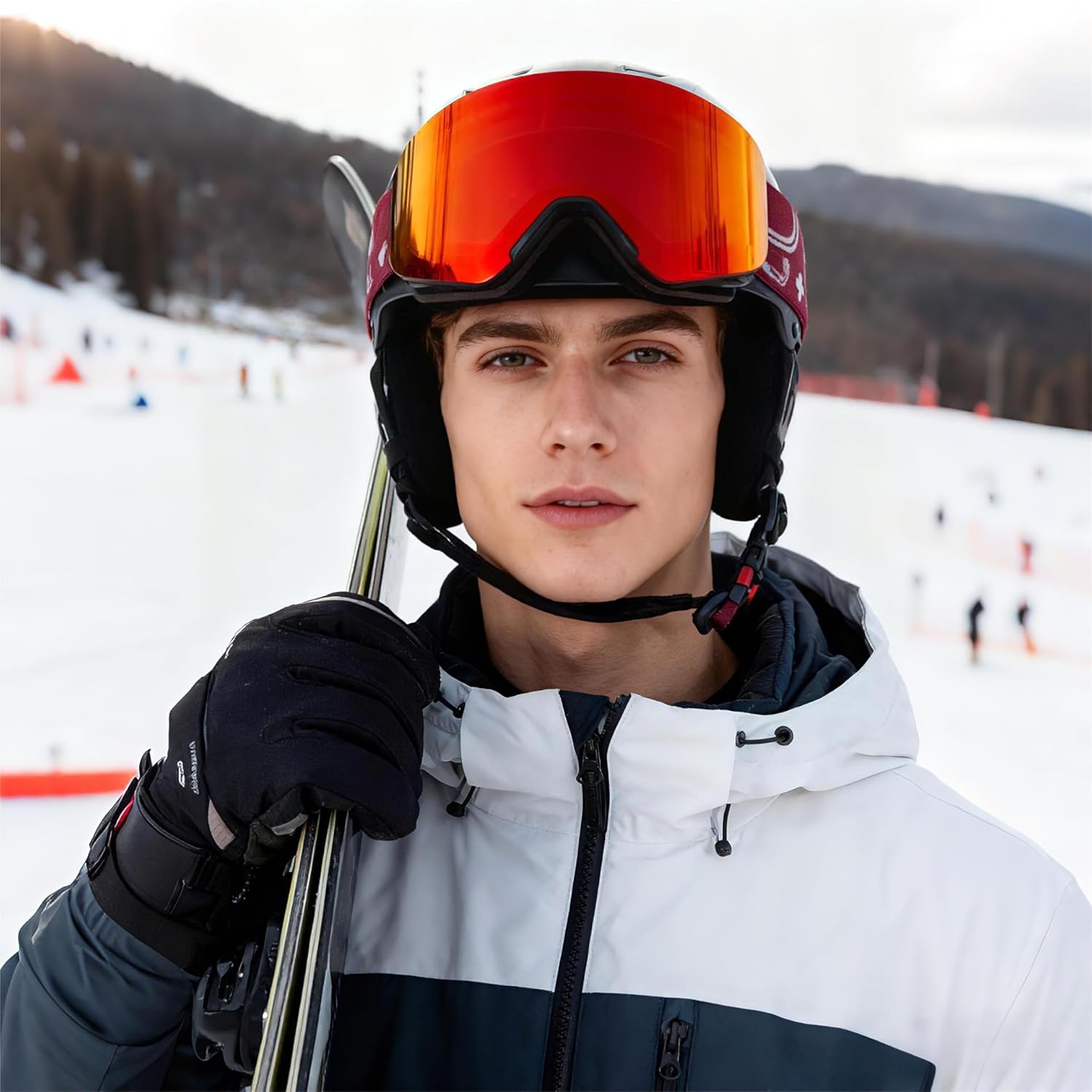 Ski Goggles,OTG Snowboard Goggles Magnetic Interchangeable Lens,UV Protection Anti-fog,YH879B Snow Goggles for Men Women