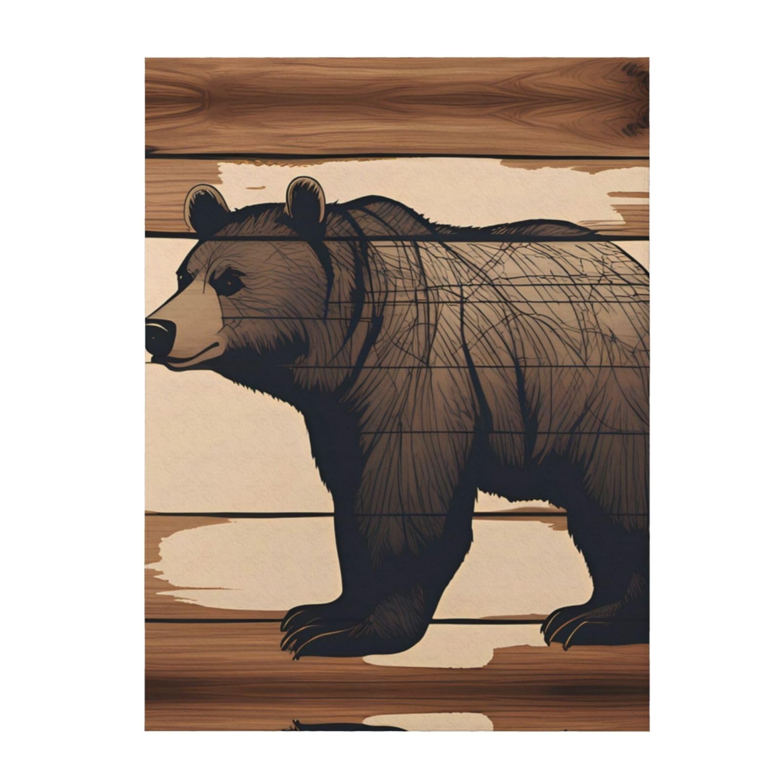 Couverture super douce anti-peluche plaid chaud léger ours noir pour lit et canapé