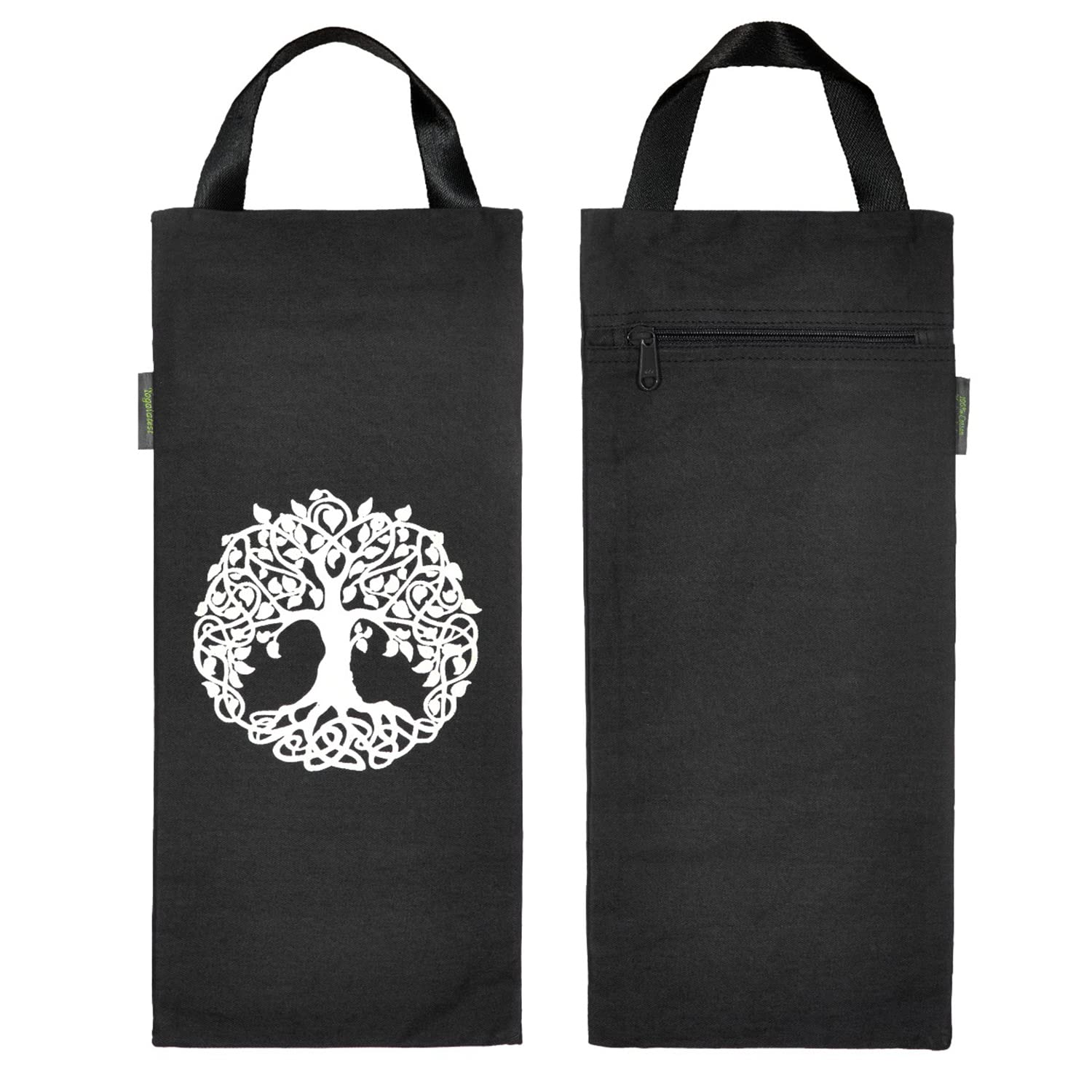 Yogalatest Yoga Sand Bag, Cotton Unfilled for Yogas, Weights and Resistance Training, Portable Fillable Weightlifting Sandbag, Tree of Life Print - Graphite