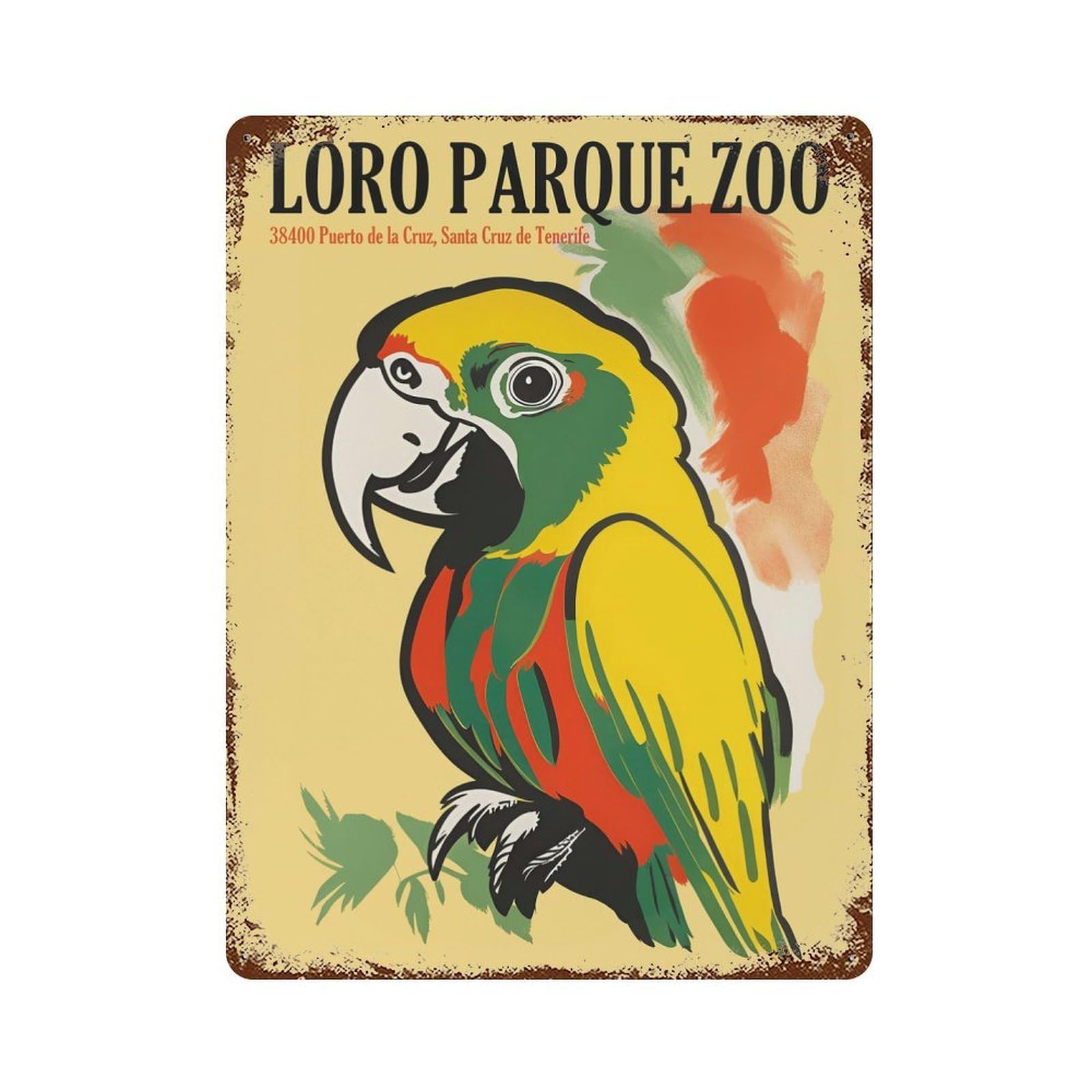 Loro Parque Zoo Vintage Poster 15.7"x11.8" Decorative Tin Sign, Classic Wall Plaque for Patio, Garden Room And Bar Decor