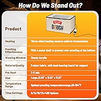 Vista 7 de Upgraded Folding Bread Proofing Box with 3-Sided Heating, Built-in NTC Sensor & Precise 68-104°F Temp Control, 48H Timer, Metal Rack –Family