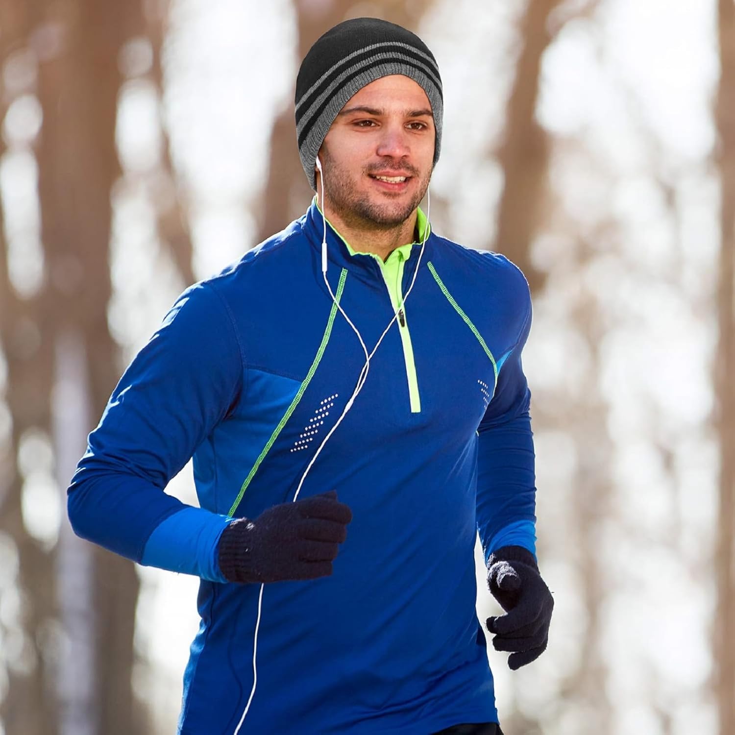 3 Pcs Winter Beanie Hat Scarf Touchscreen Gloves Set for Men Women Skull hat Gloves Neck Warmer Set with Fleece Lined - Image 5