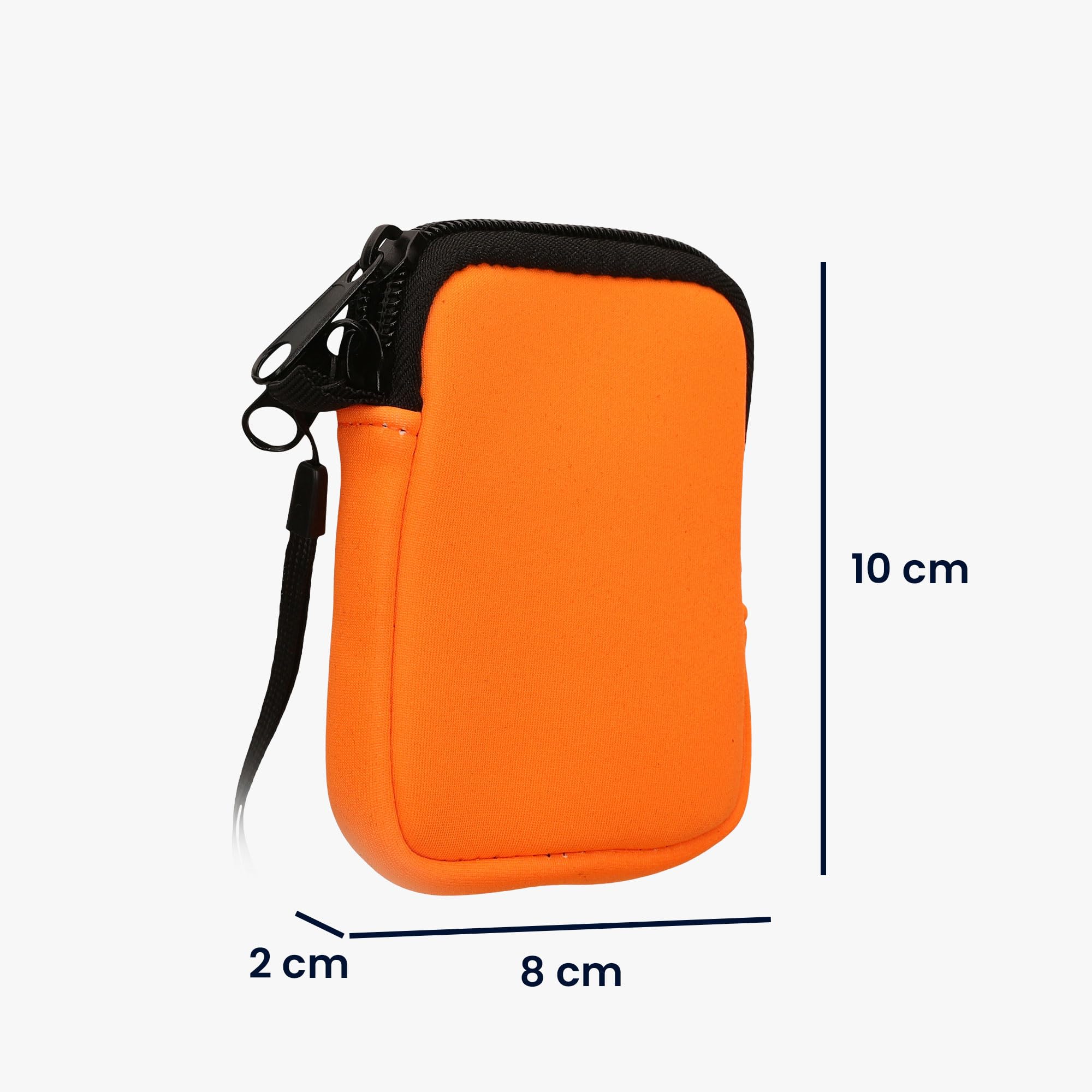 kwmobile Neoprenowe etui na telefon w rozmiarze XXS - 3/8.9 cm - mini uniwersalna torba na telefon komórkowy z zamkiem błyskawicznym, paskiem na nadgarstek - neonowo-pomarańczowa