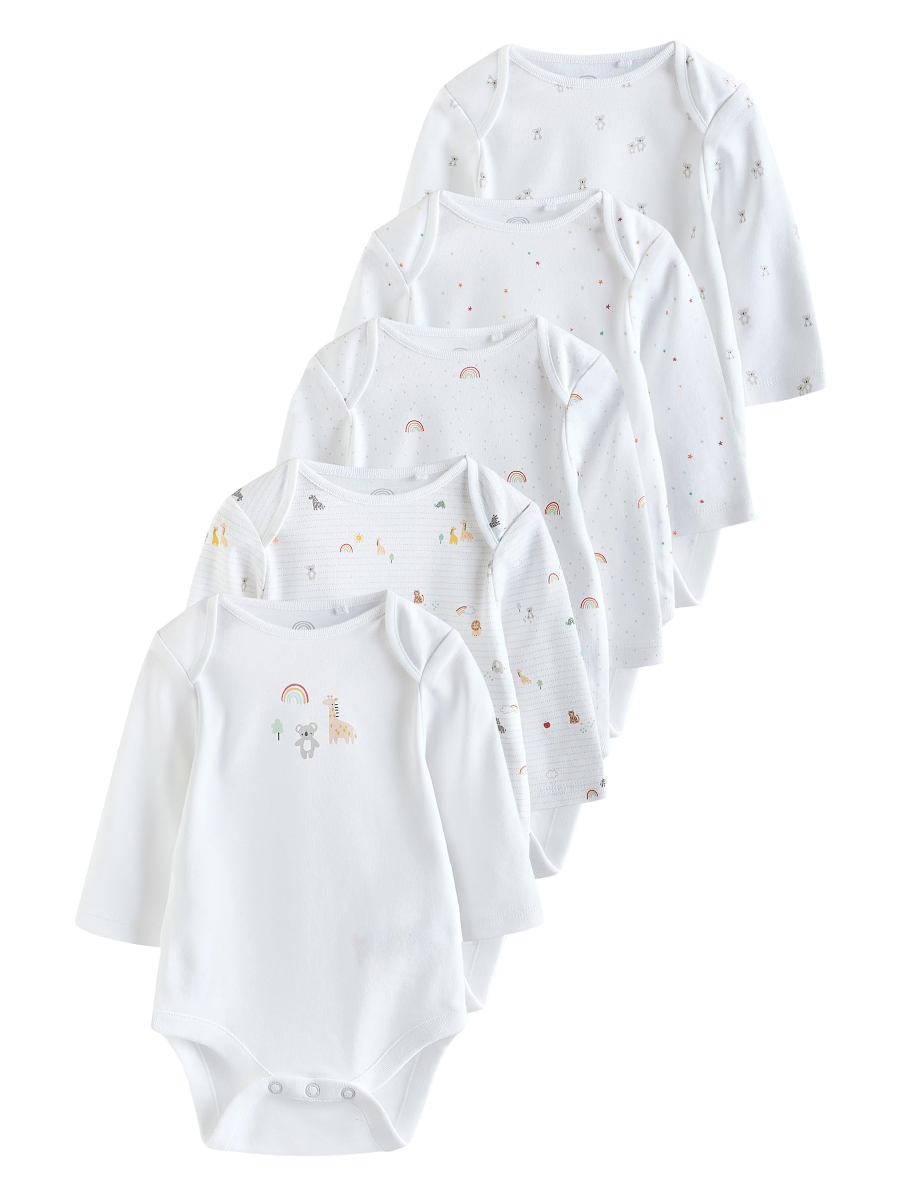 NEXT Noworodki unisex Zestaw 5 sztuk body niemowlęcych z długim rękawem ze 100% bawełny