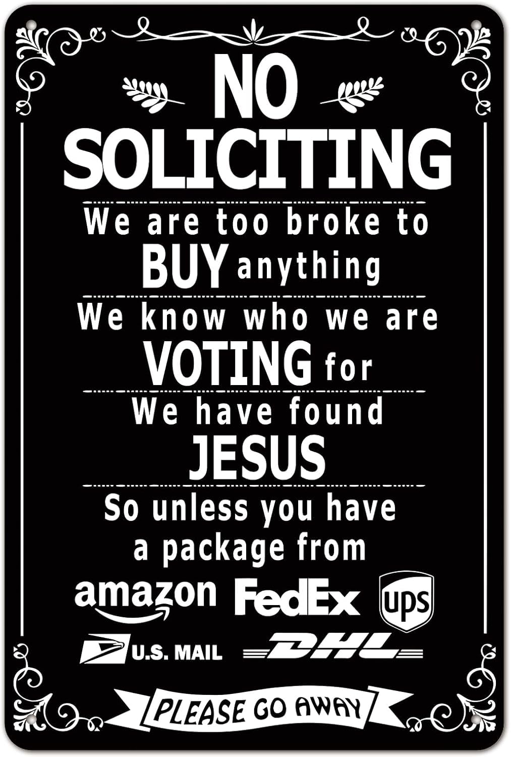 SMAZDFXX Funny No Soliciting Sign, Metal Warning Aluminum Signs, DoRing the Doorbell, Yard Sign Garage Farm Garden Wall Decor Sign Plaque Outdoor for Home Fence 5.5"x8"