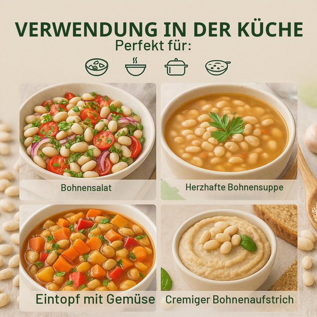 GiDeli Weiße Bohnen Getrocknet 25 kg - proteinreich, natürliche Hülsenfrüchte ohne Zusätze - ideal für Suppen, Eintöpfe, Salate - Küche, Gastronomie, Catering