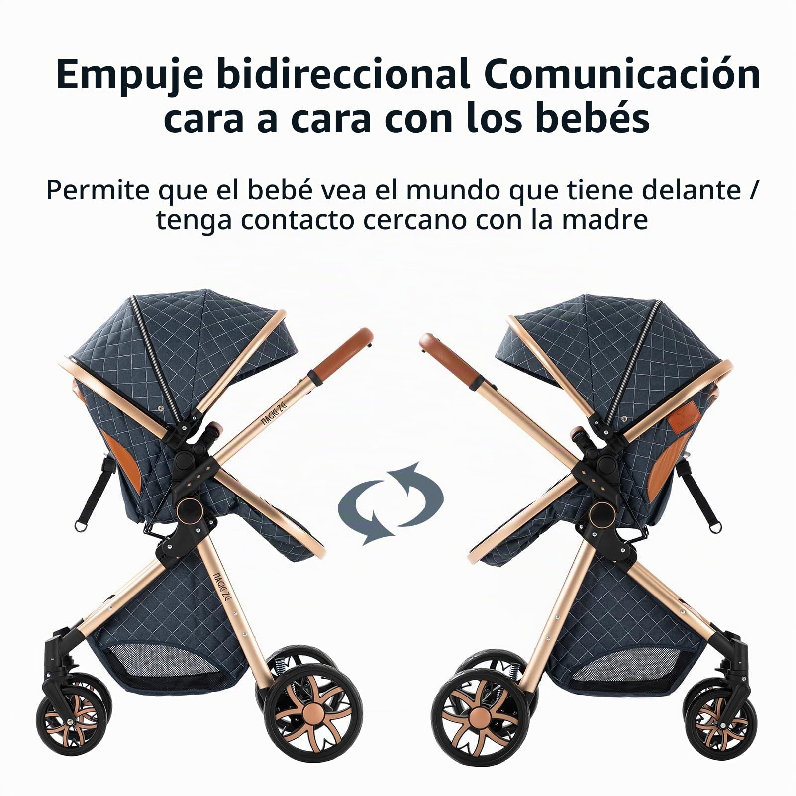 Carrito Bebe 3 en 1, Tejidos de Primera Calidad Carro Bebe 3 Piezas, Empuje Bidireccional Carros Para Bebes, Visión Abierta Silla Paseo Reversible (YV9 Black)