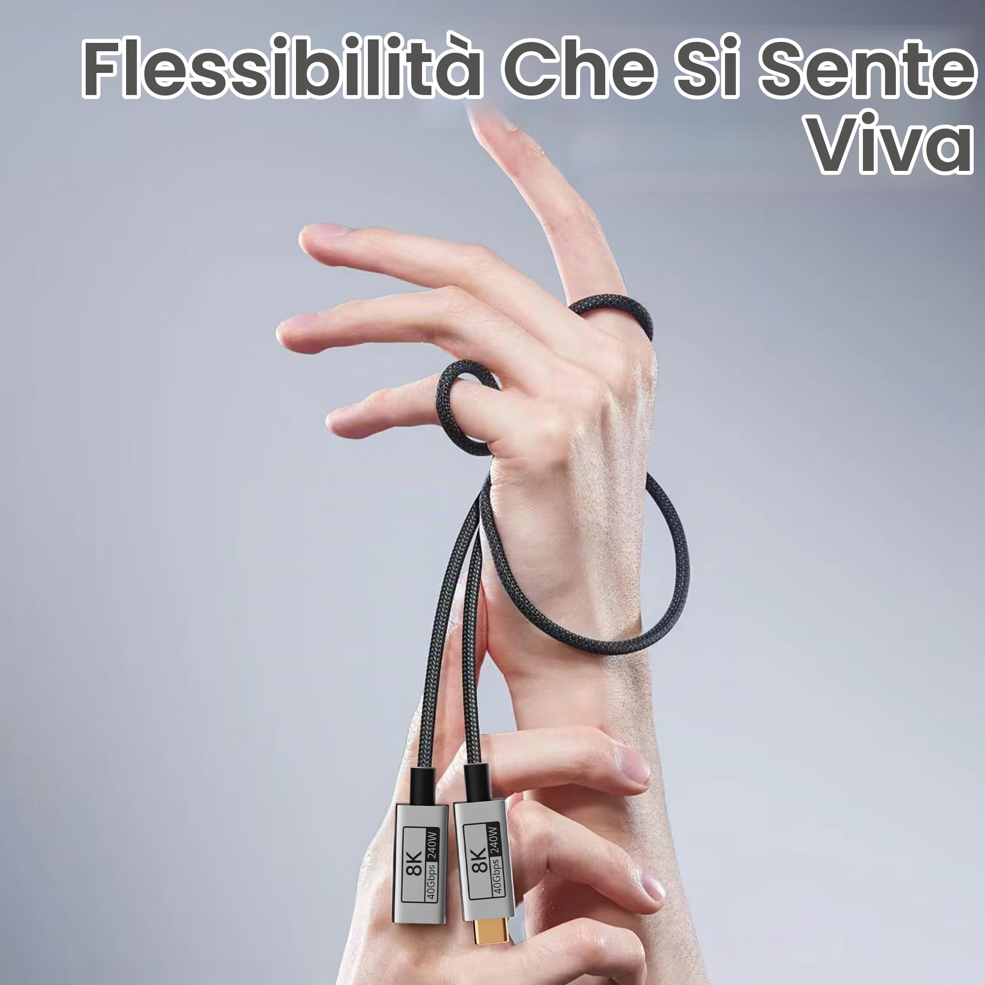 3 M Lungo Cavo Prolunga USB C Compatibile con Thunderbolt 5/4/3,USB-C Maschio-Femmina 40Gbps Trasmissione Dati,240W 5A Ricarica Rapida,8K@120Hz Video per Monitor/Laptop/SSD/Docking.