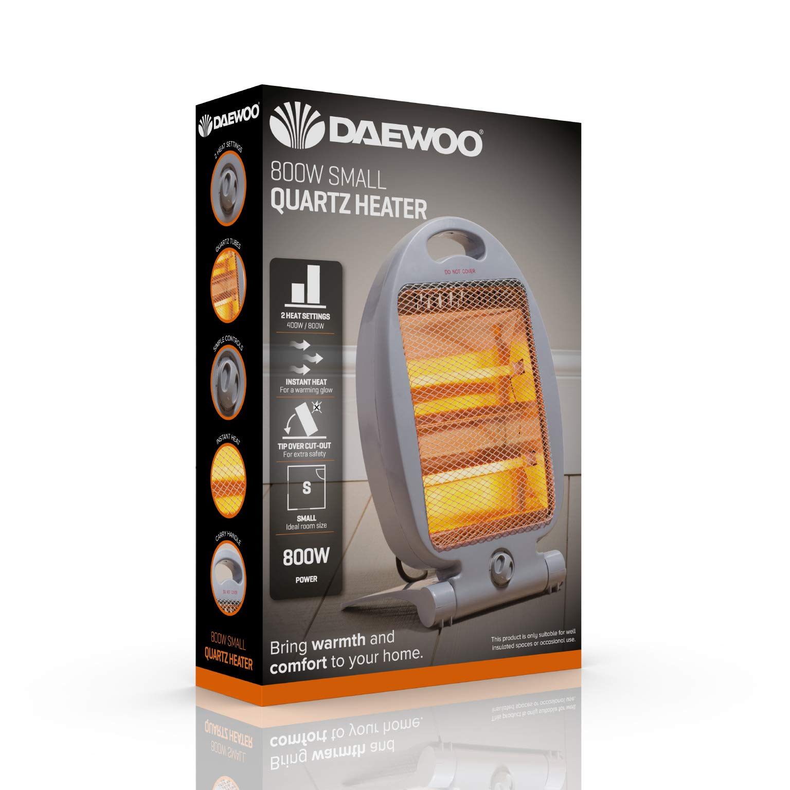 Daerwoo Small Quartz HEATER-800W, Black, 20 x 20 x 10 cm : Amazon.co.uk:  Home u0026 Kitchen