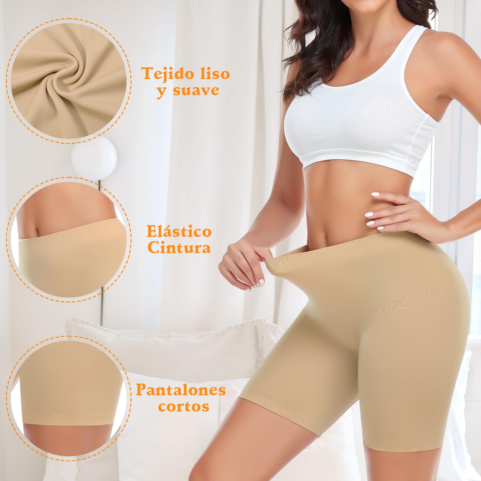 YARRCO Shorts Antirozaduras Mujer Bragas Pantalones Leggings Cortos Boxer Shorts sin Costuras Elástico para Yoga y Ciclismo