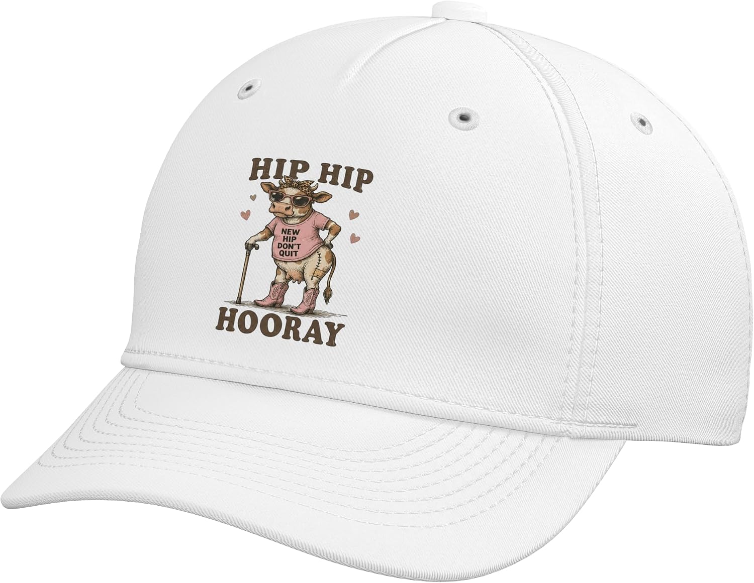 Hip Hip Hooray Funny Cow Hip Replacement Shirts Recovery Adjustable Baseball Hat