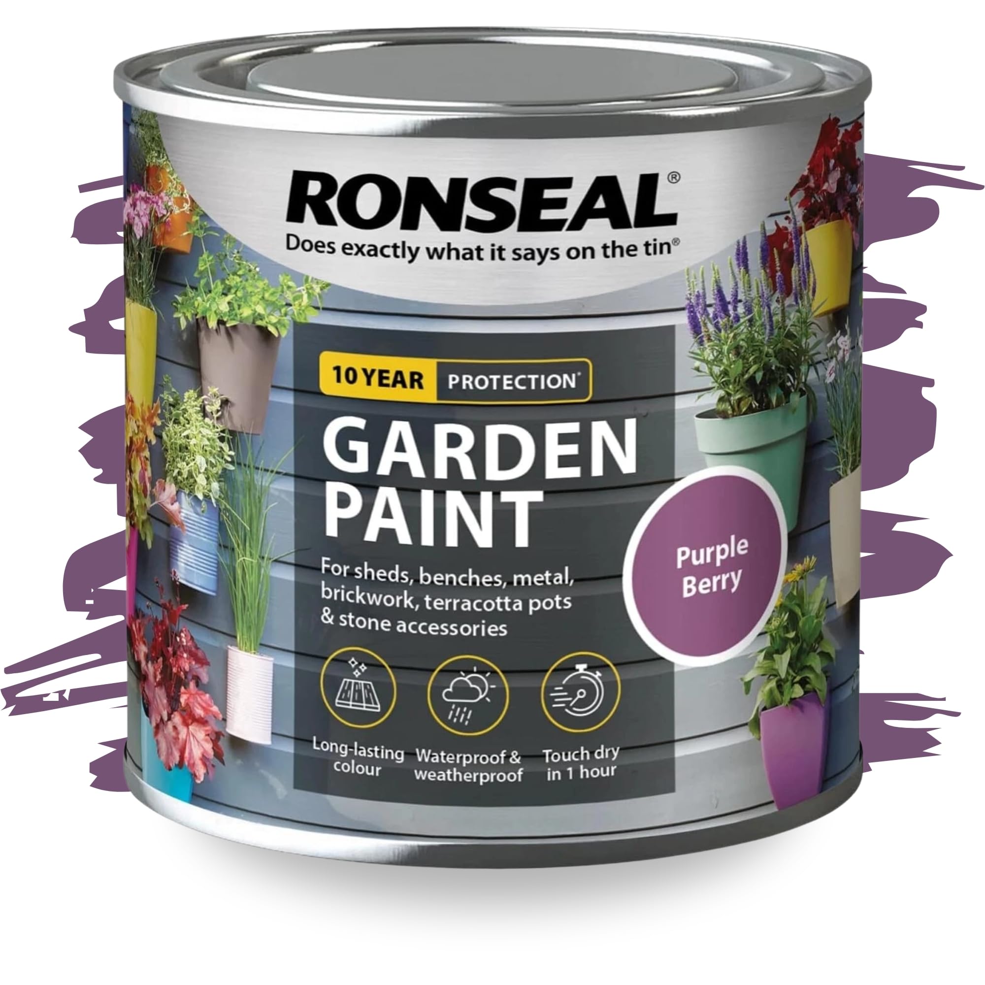 SAVING HUB Garden Paint 250ml – Exterior Multi-Surface Paint for Wood, Fence, Brick, Metal, Stone & Terracotta – Waterproof Weather Resistant Matt Finish for Sheds, Garden & Outdoor Use Purple Berry