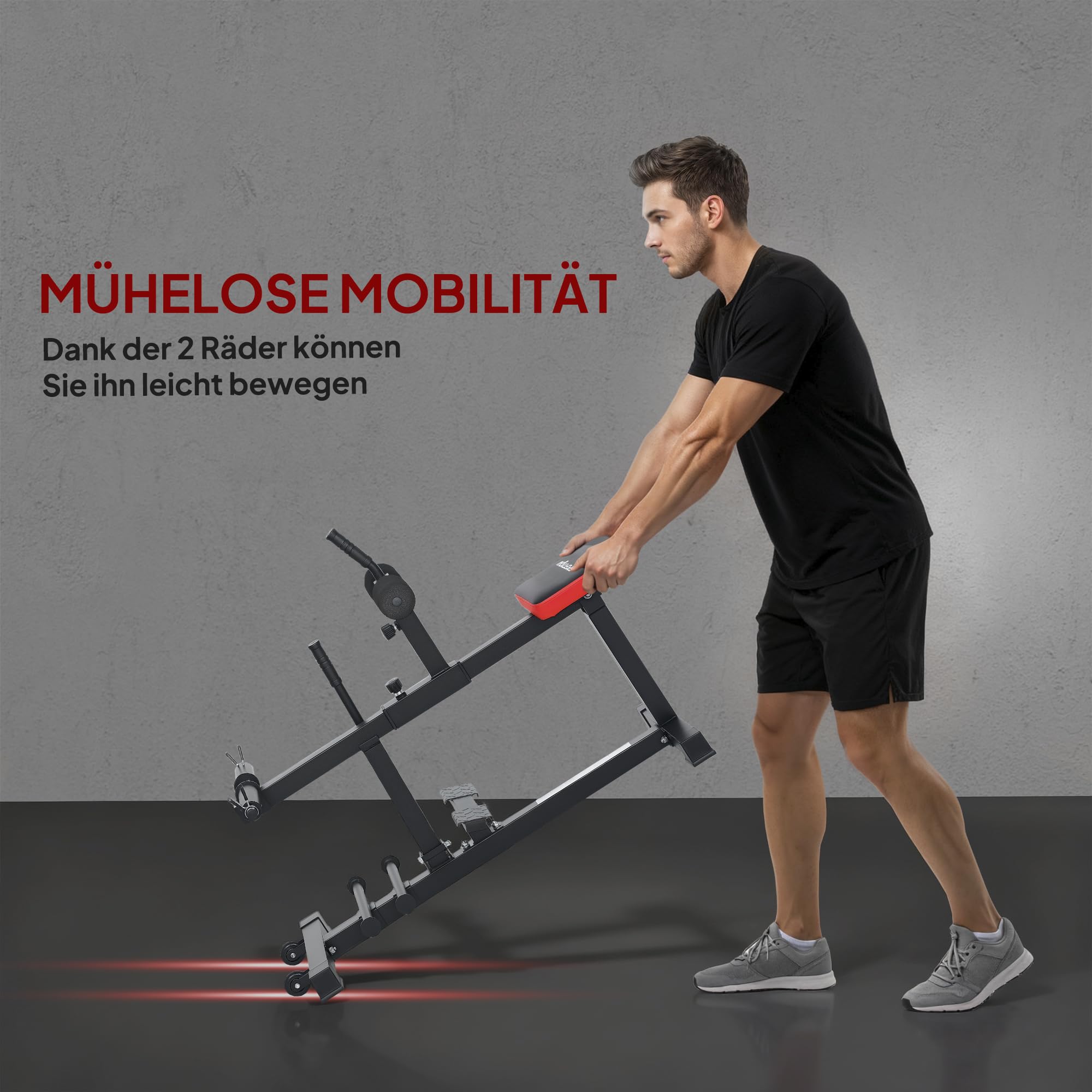 SPORTNOW Extensión de piernas, 2 en 1 ajustable, con pasadores de banda y ruedas, bicicleta estática para entrenamiento de piernas y muslos, dispositivo de fitness para el hogar y el gimnasio en casa