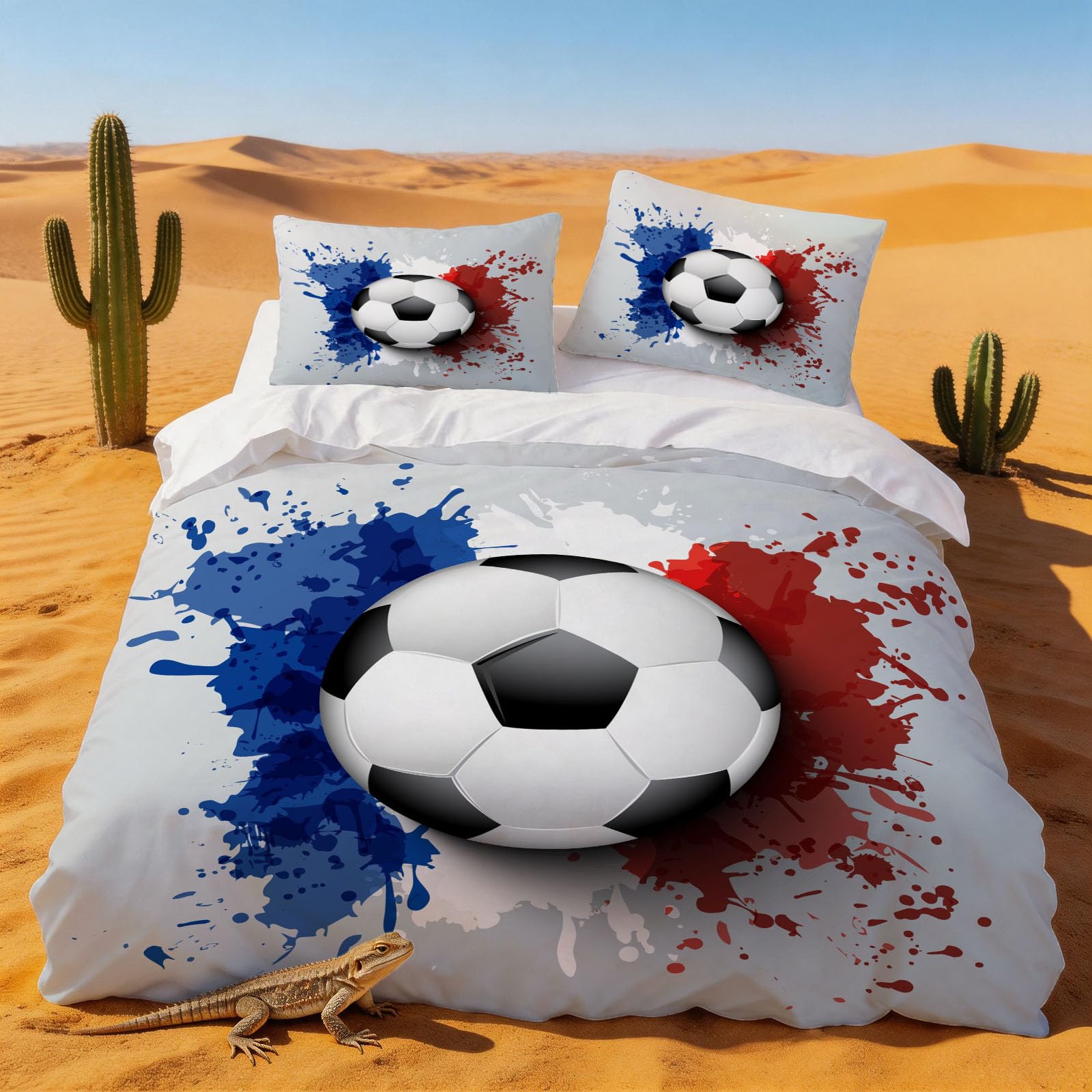 Housse de couette 220x240 football pour un lit de 2 personnes confortable et facile à laver