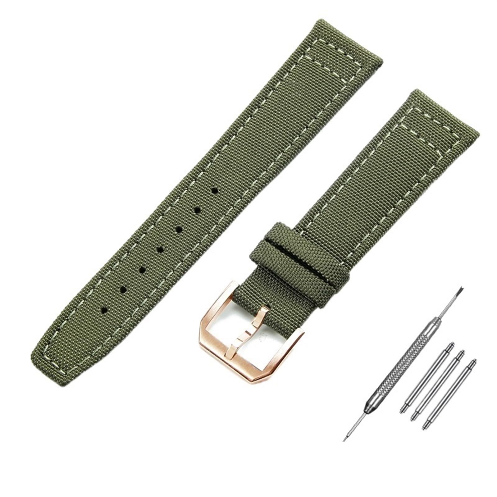 20mm 21mm 22mm Nylon Canvas Cinturino per IWC PILOT Portogallo PORTOFINO Cinturino in Tessuto Fibbia Pieghevole Cintura in Pelle di Vacchetta