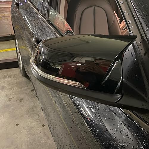 Miniatura 6 de Akozon Cubierta para espejo retrovisor, par de cubiertas de espejo retrovisor lateral izquierdo derecho negro brillante ABS espejo de puerta de