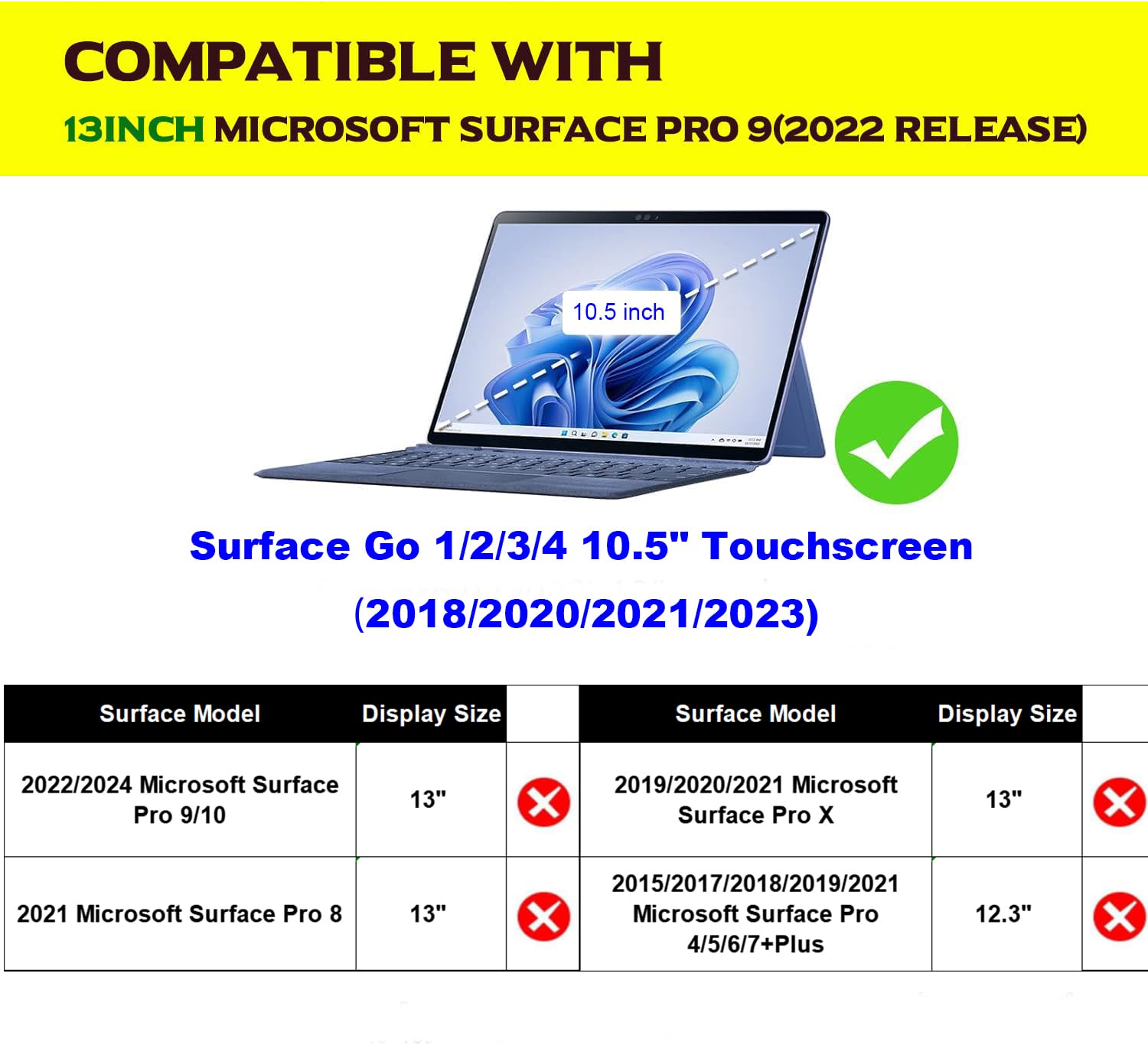 Gexmil Leder Hülle für Microsoft Surface Go 4./3./2./1. 2023/2021/2020/2018