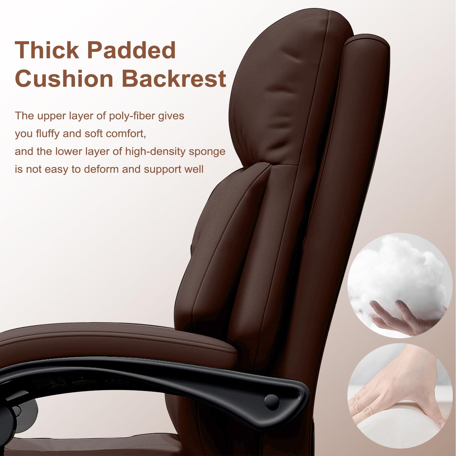 Office Chair with Leg Rest Executive Desk Chairs with Wheels High Back Computer Gaming Chairs Adjustable Reclining Ergonomic — view 4