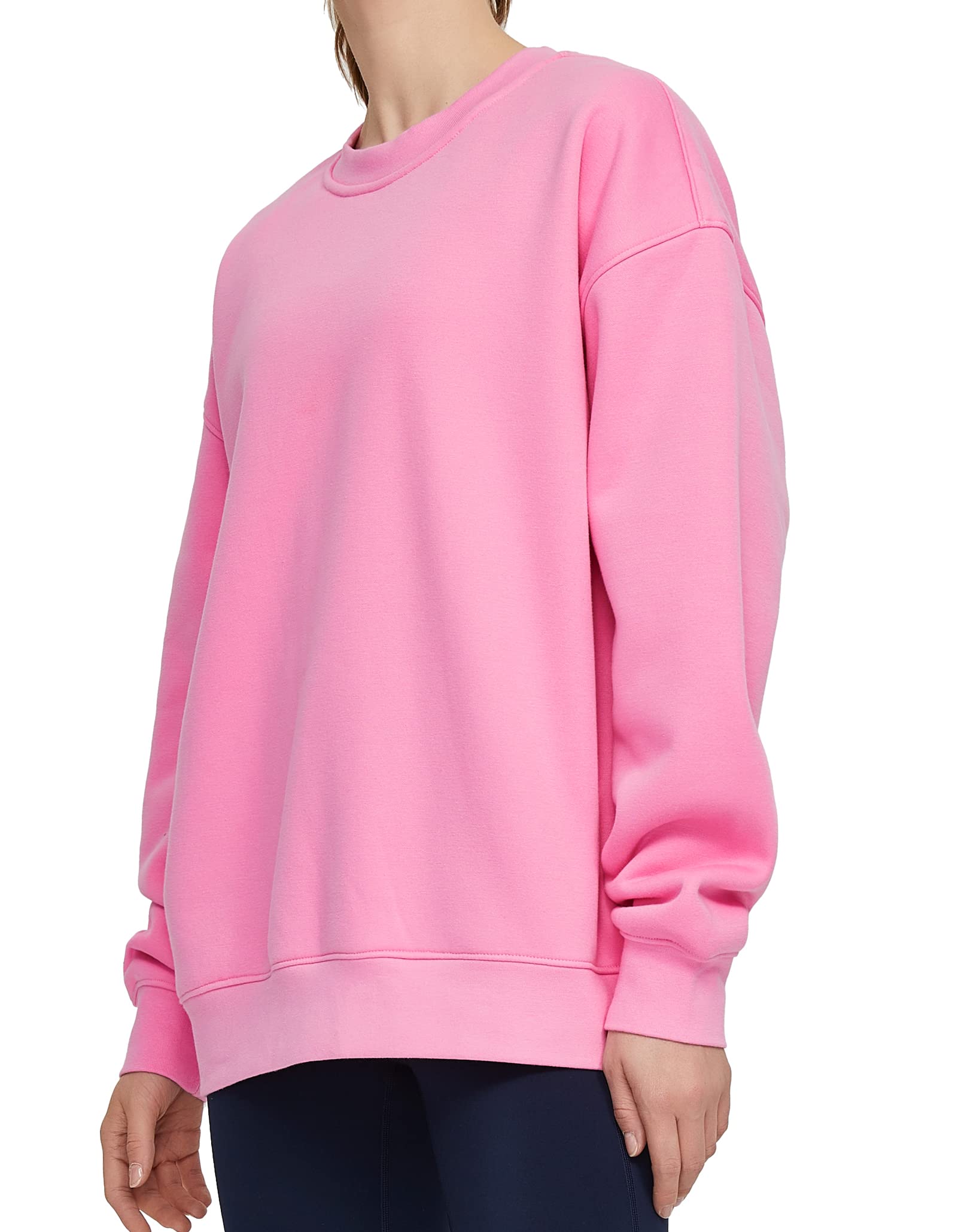 THE GYM PEOPLE Damska bluza polarowa z okrągłym dekoltem luźny krój miękka bluza oversize