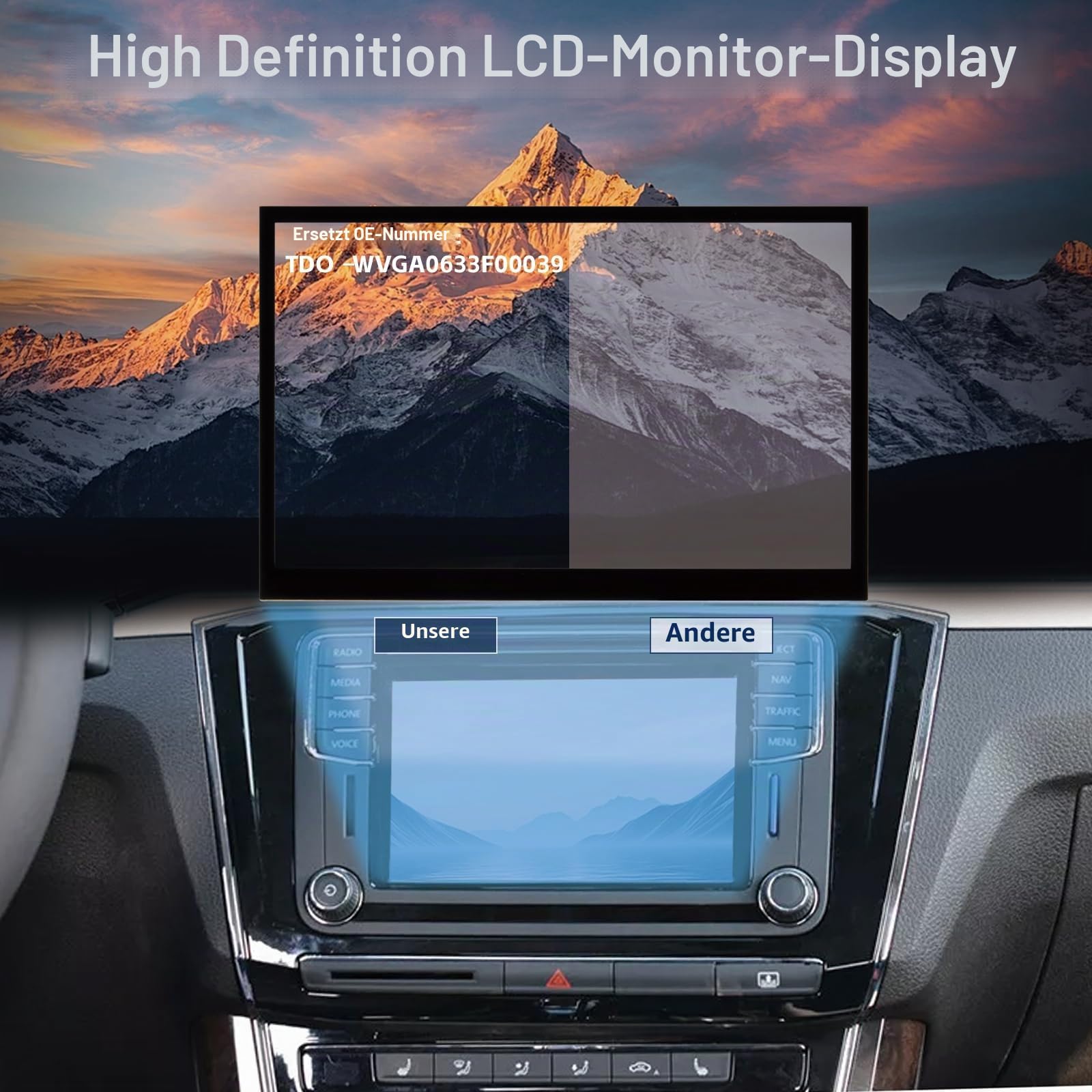 TDO-WVGA0633F00045 Touchscreen 6.5" für VW für Skoda MIB STD2 684 200 Magotan B7 Golf Polo Navigation für Radio Digitizer TDO-WVGA0633F00039 Touch Screen Panel Glas (Schwarz, kein LCD Display)