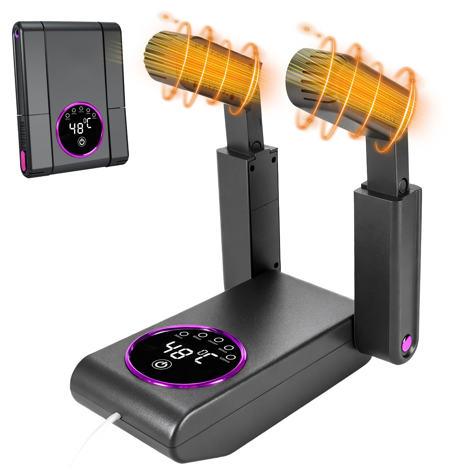 NZQXJXZ Secador de Zapatos Eléctrico, Secador de Botas y Secador de Guantes con Temporizador Inteligente, Diseño Plegable y Retráctil, Apagado Automático Después de 30/60/90/120 Minutos