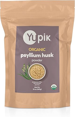 Miniatura 2 de Yupik Polvo orgánico de cáscara de psyllium de 8.8 onzas, 95% de pureza, certificado USDA, sin OMG, vegano, sin gluten, sin sabor, a base de