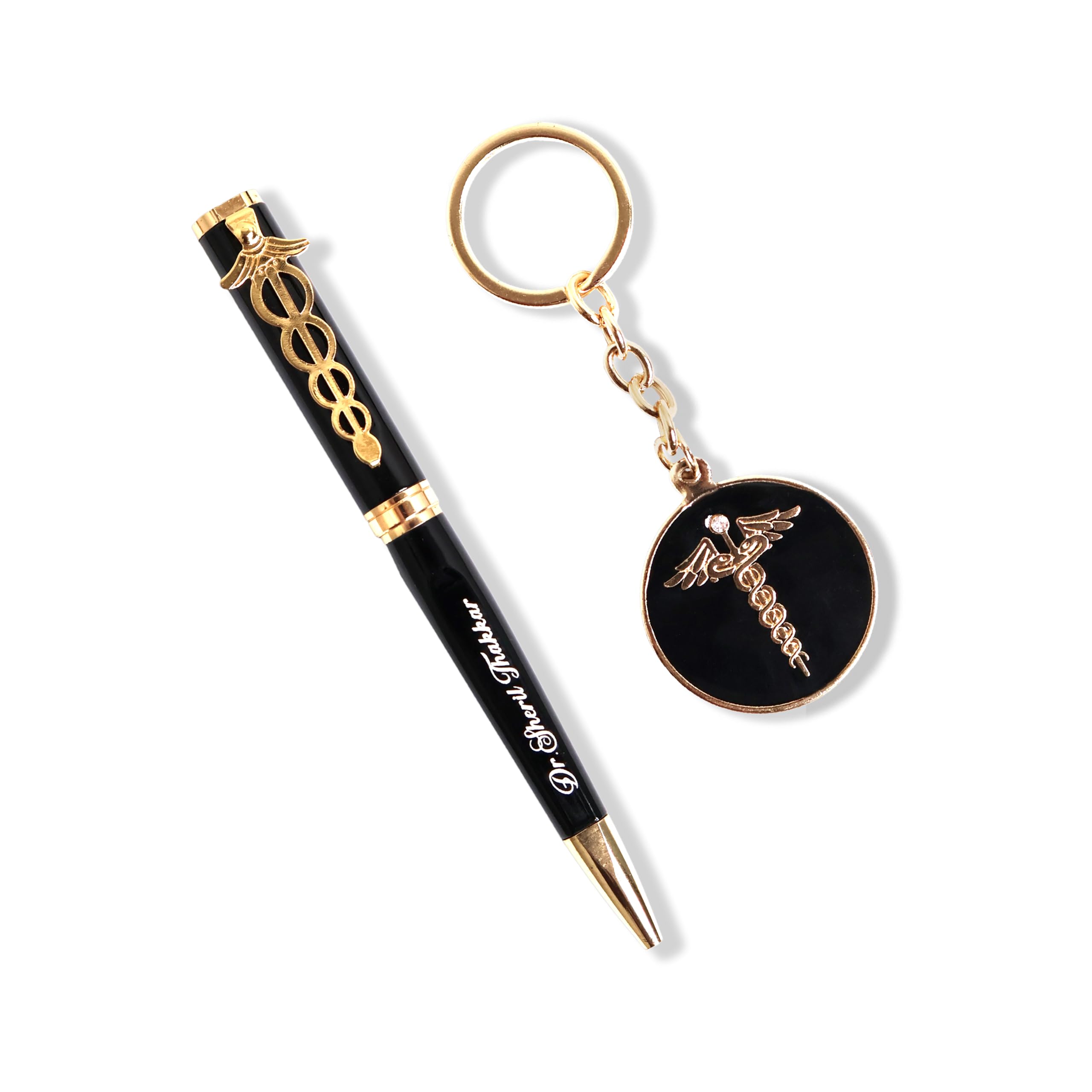 Innovative Gifts Personalized Combo Set - Pen & Keychain with Name Engraved I Metal Key Ring and Ball Pens I Customized Gift for Men Women Birthday Corporate Gifting