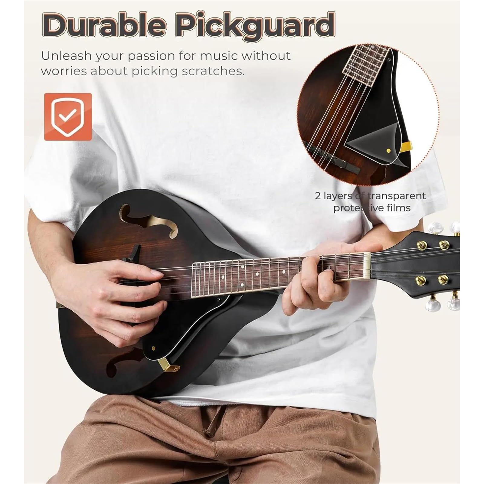 Mandoline De Pour Débutants Mandoline Acoustique De Style A, Instrument De Musique, Mandoline À 8 Cordes En Épicéa Massif Pour Débutants Et Adultes