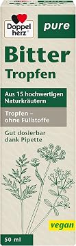 Doppelherz Pure Bitter Drops - Vegan + Easy Application - Formula with 15 Selected Bitter Herbs and Roots - 50 ml